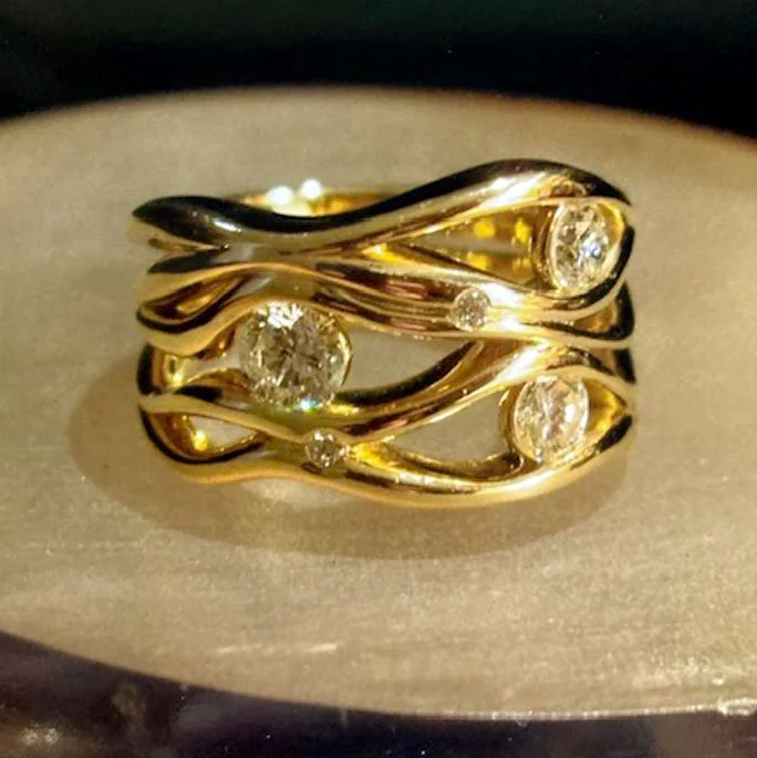 14k yellow gold and diamonds