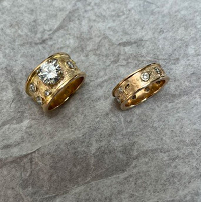 14k yellow gold and diamonds