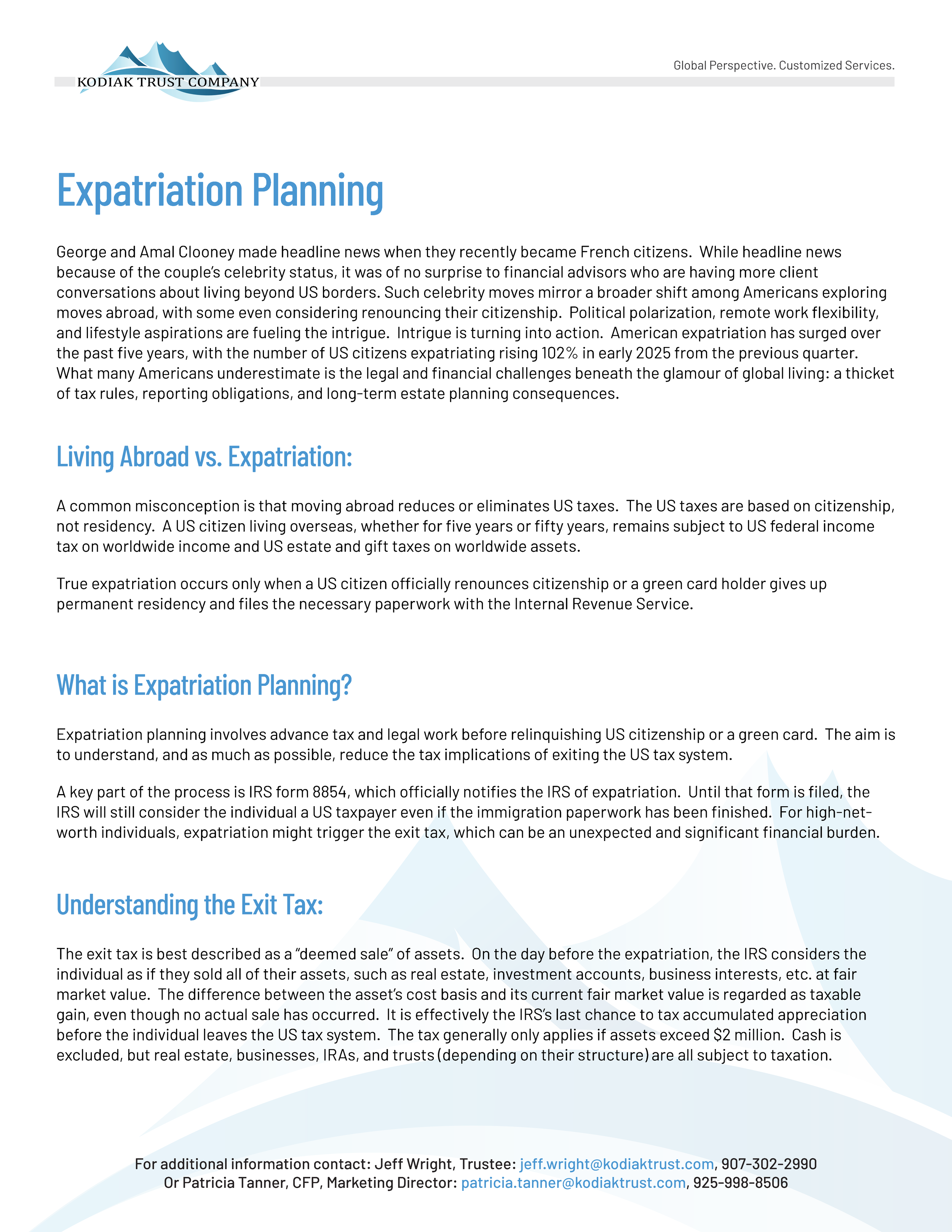 Expatriation Planning
