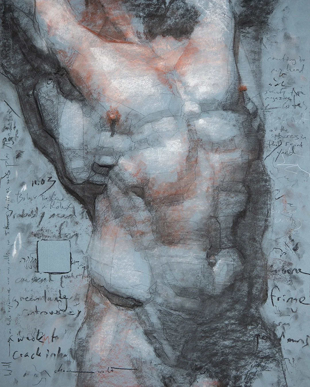 &ldquo;Society-type Magazine&rdquo;, a recent exploration in textural drawing featuring the fabulous @will.figuremodel at the @phiacademyofart. Always a solid model, I felt like developing Will&rsquo;s structures in a bit more topographical and textu