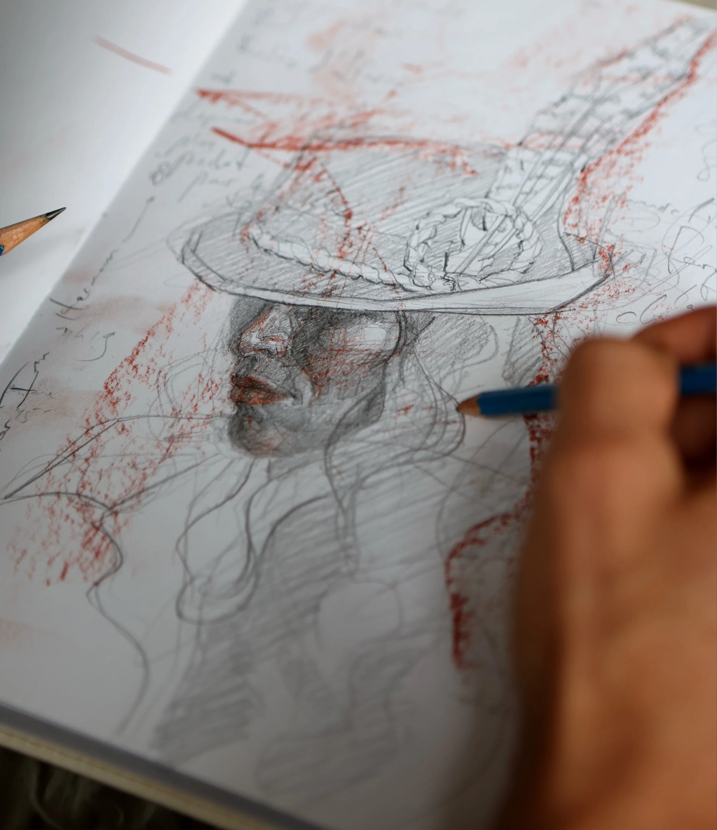 More sketches! I was inspired by these German Alpine hats in the room and the vibe that is @vinchesterinn. Hermann is a cultural enclave of charm in Missouri&rsquo;s Rhineland and @vinchesterinn has all the amenities for a unique stay. It was the per
