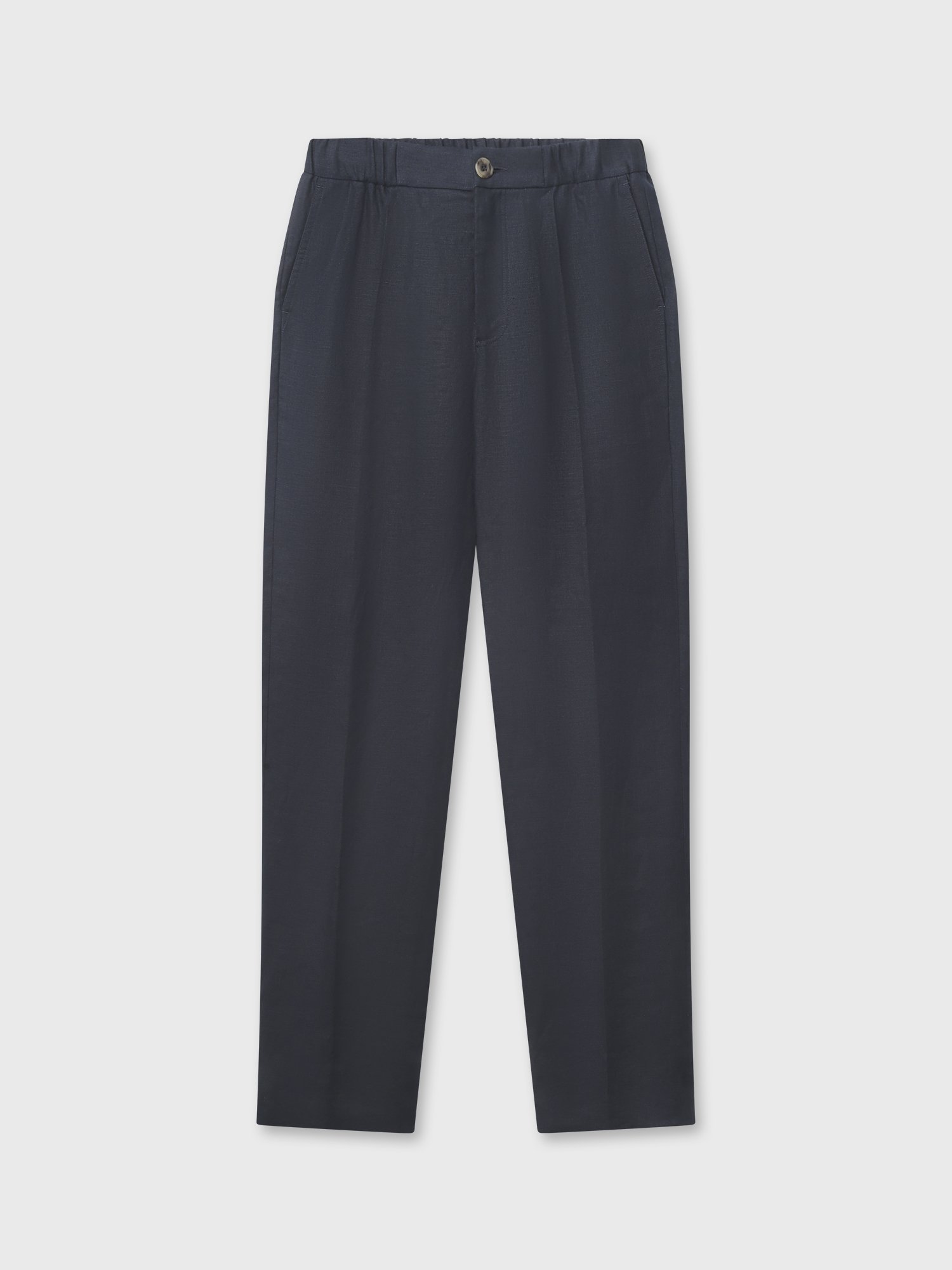 Navy Blue Linen Relaxed Trousers - Heron's Ghyll