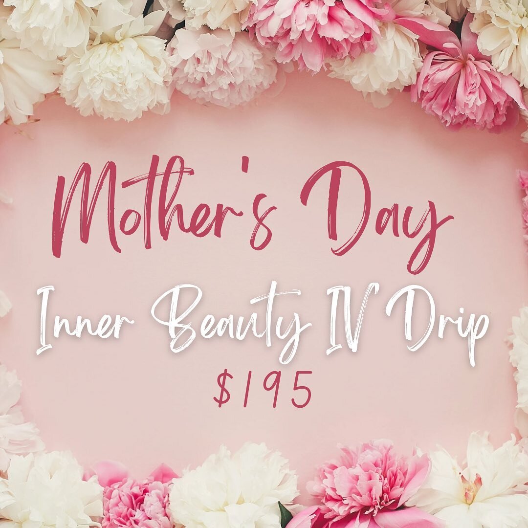 Need a last minute Mother&rsquo;s Day gift? Book your mom our ✨Inner Beauty✨ IV drip today! Or purchase a gift certificate that can be redeemed later. $195 Special ends today 💝 
&bull;
775.544.6431 
#mothersday #renomoms #tahoemoms #vegasmoms #mobil