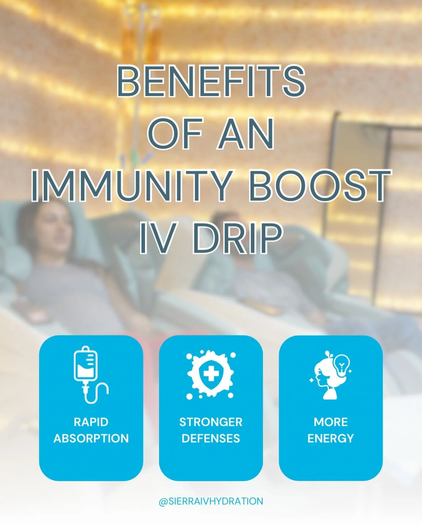 Boost your defenses⚡️
3 benefits of an Immunity IV Drip:
&bull; Rapid vitamin absorption
&bull; Stronger immune support
&bull; More natural energy

Stay healthy this holiday season 💧✨

#IVTherapy #ImmunityBoost #HydrationTherapy #VitaminDrip #Wellne