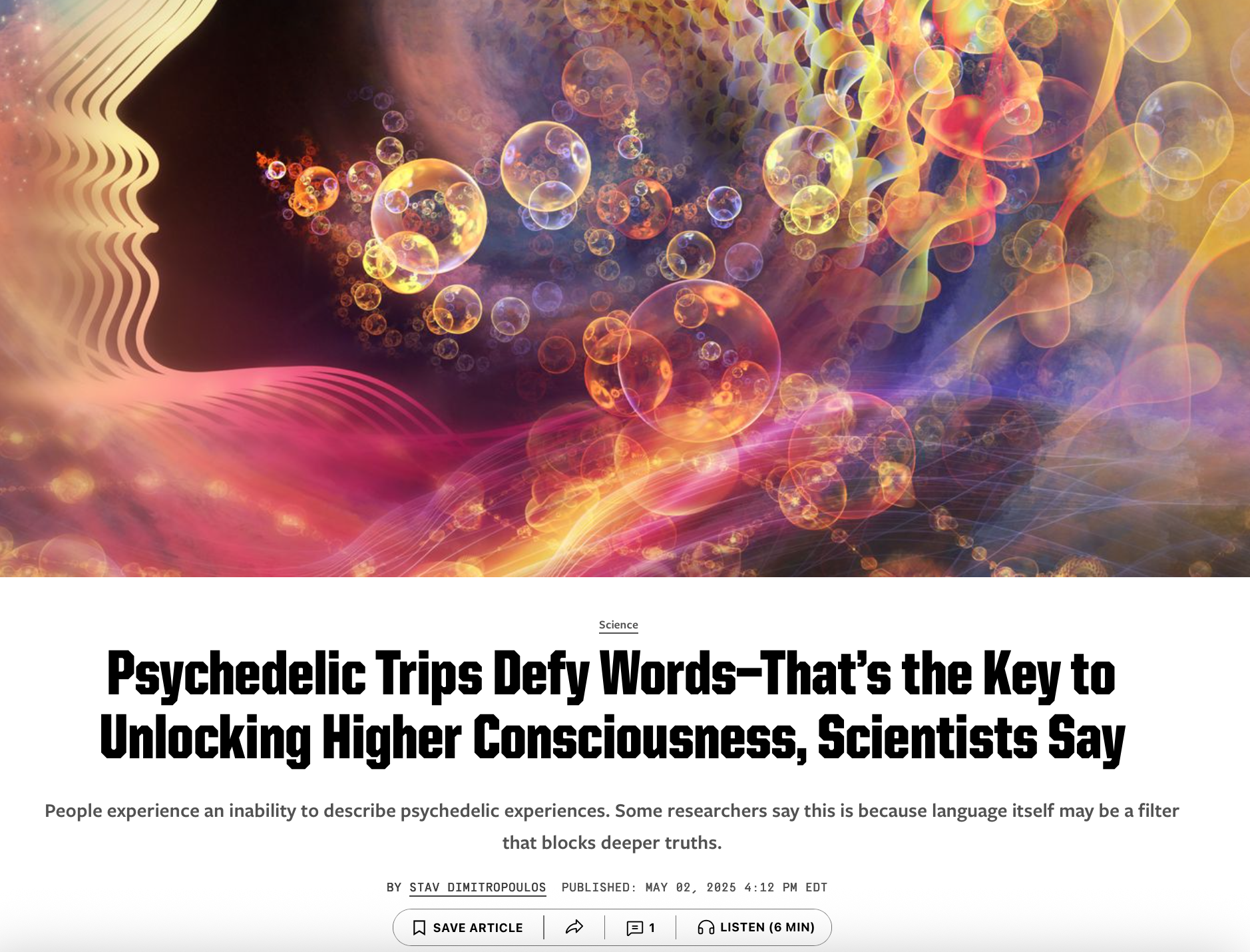 Psychedelic Trips Defy Words / On Being Aware