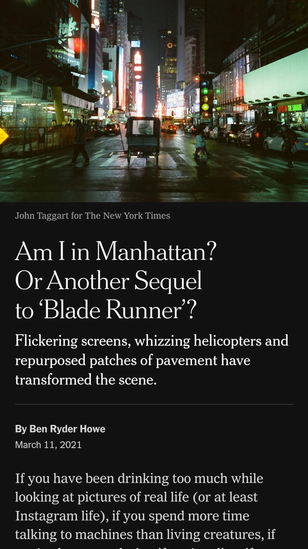 "Am I in Manhattan? Or Another Sequel to ‘Blade Runner’?"