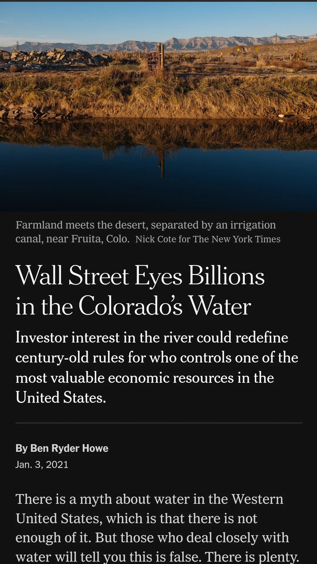 "Wall Street Eyes Billions in the Colorado's Water"