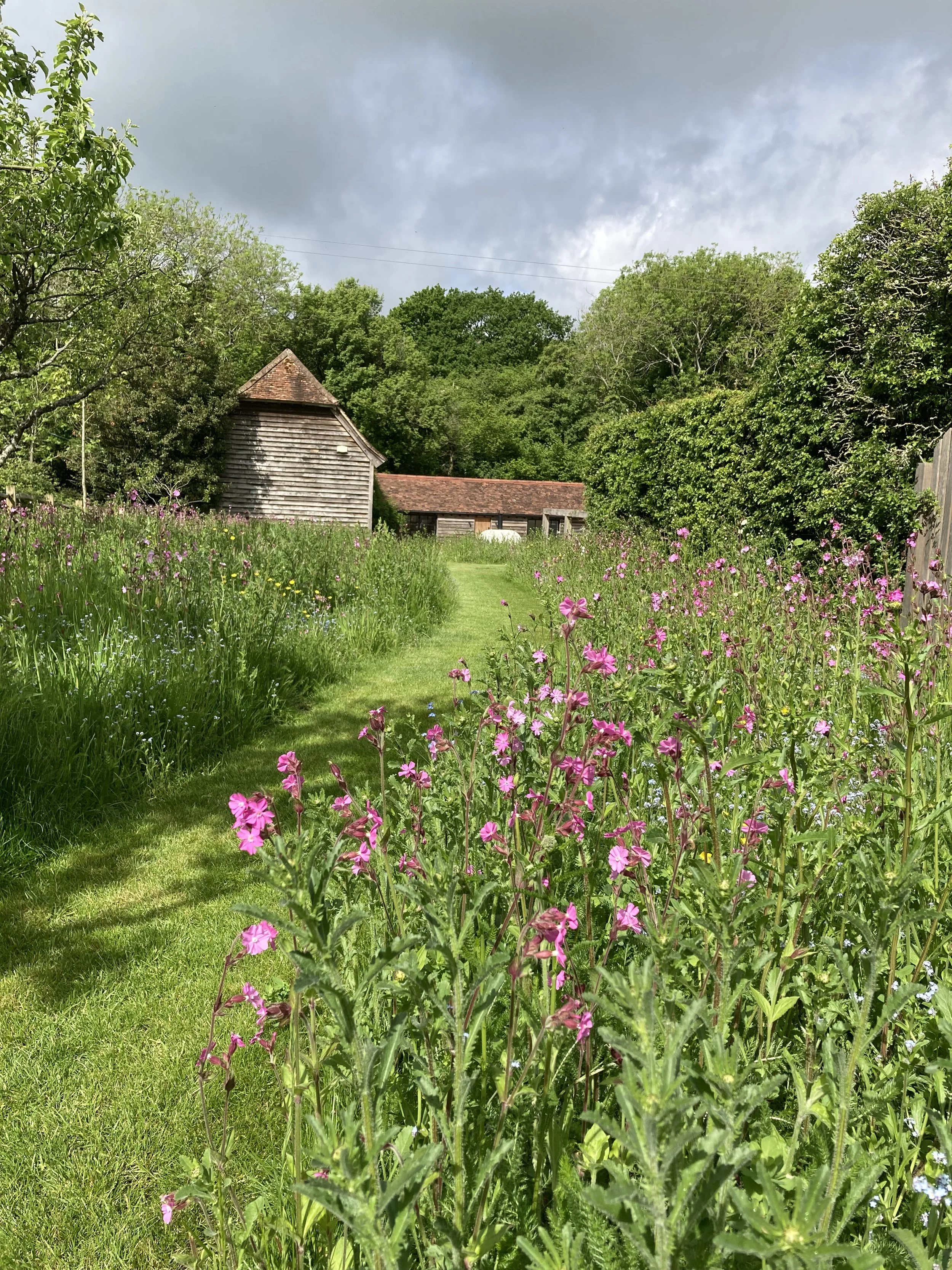 The winding path from the Cutting Garden leads back to the Grade II listed Barn. 