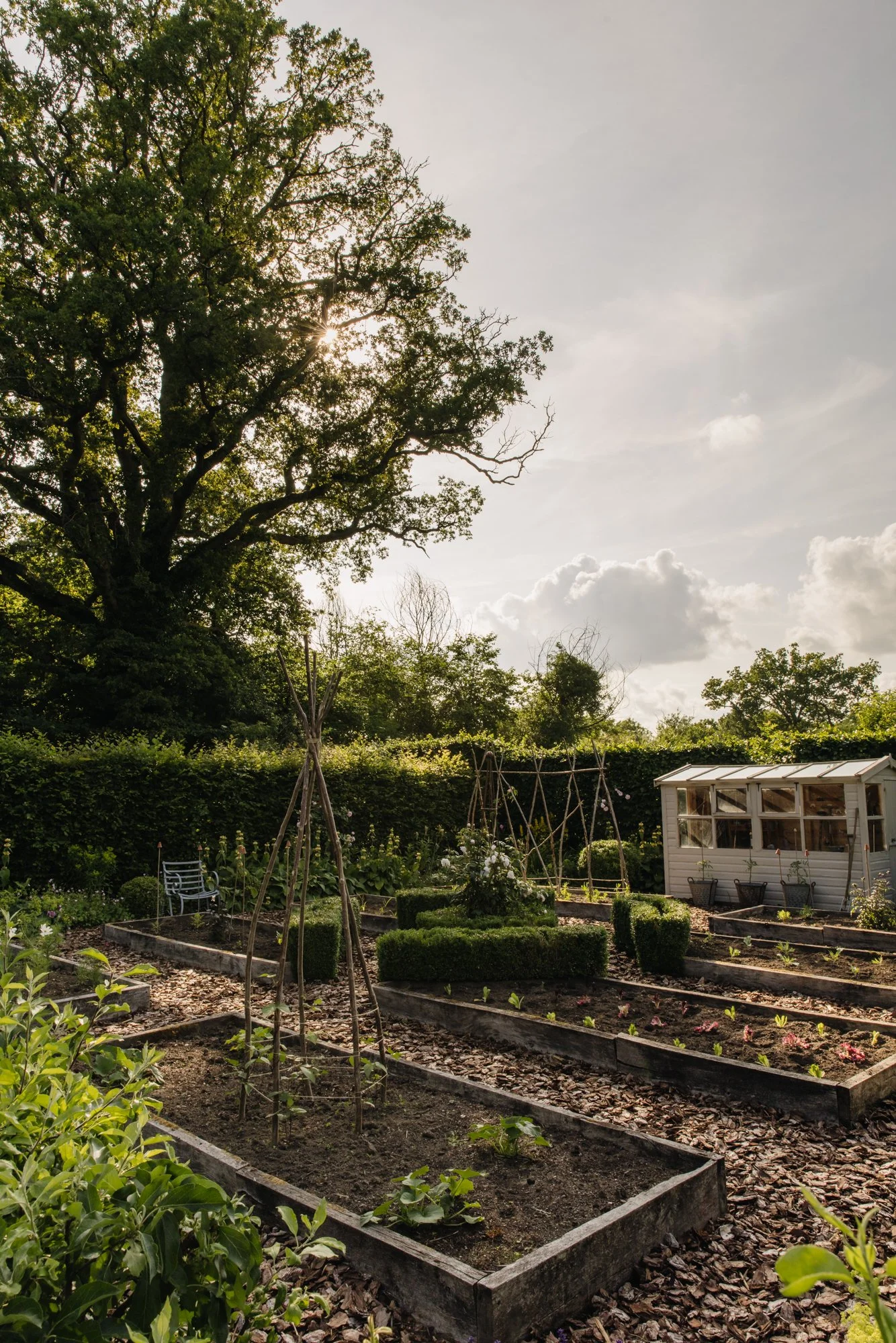 Raised beds in the Kitchen Garden provide flowers and vegetables for the house. 
Photo Eva Nemeth