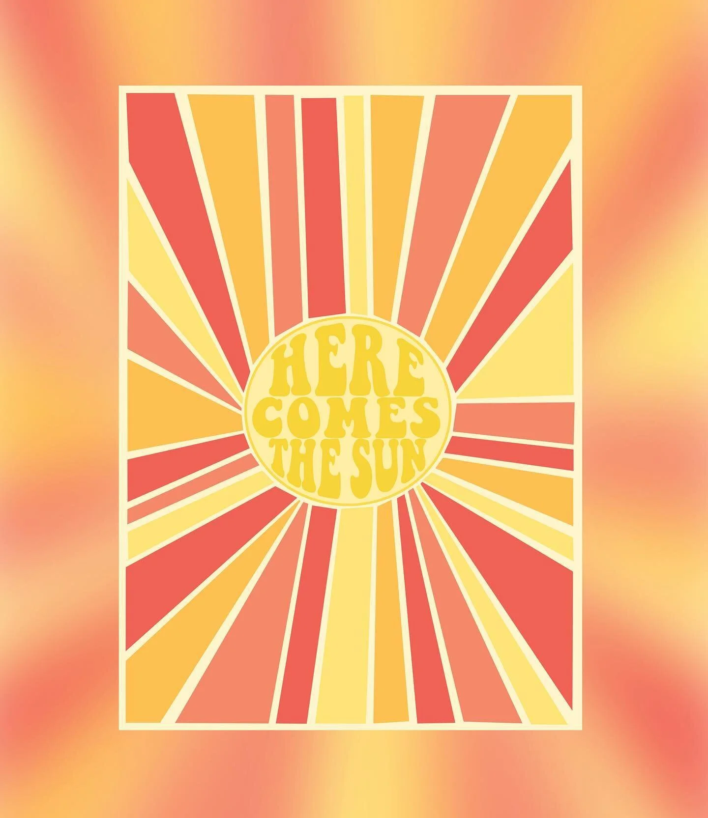 Here Comes The Sun

I got my inspiration from making paper suns as a kid's art project. You would take different colored construction paper and cut them at different thicknesses to make the sun rays with a yellow circle in the middle.

I played aroun