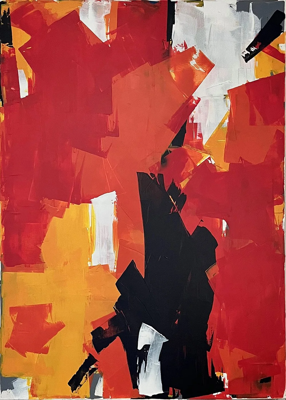 heat II. 60w x 84h. an abstract painting by peter scherrer. acrylic on canvas.