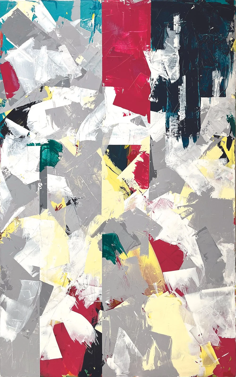 posted. 60w x 96h. an abstract painting by peter scherrer. acrylic on canvas.