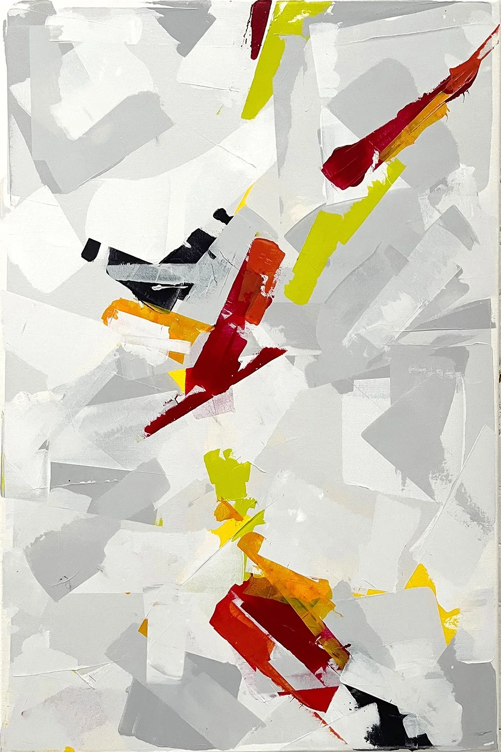 spring II. an abstract painting by peter scherrer. 24w x 36h. acrylic on canvas.
