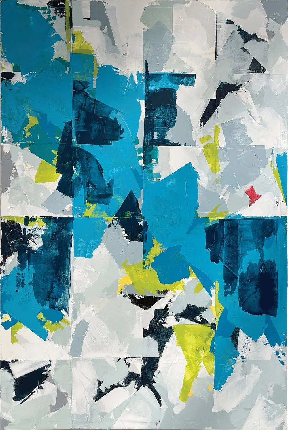 grid. an abstract painting by peter scherrer. 48w x 72h. acrylic on canvas.