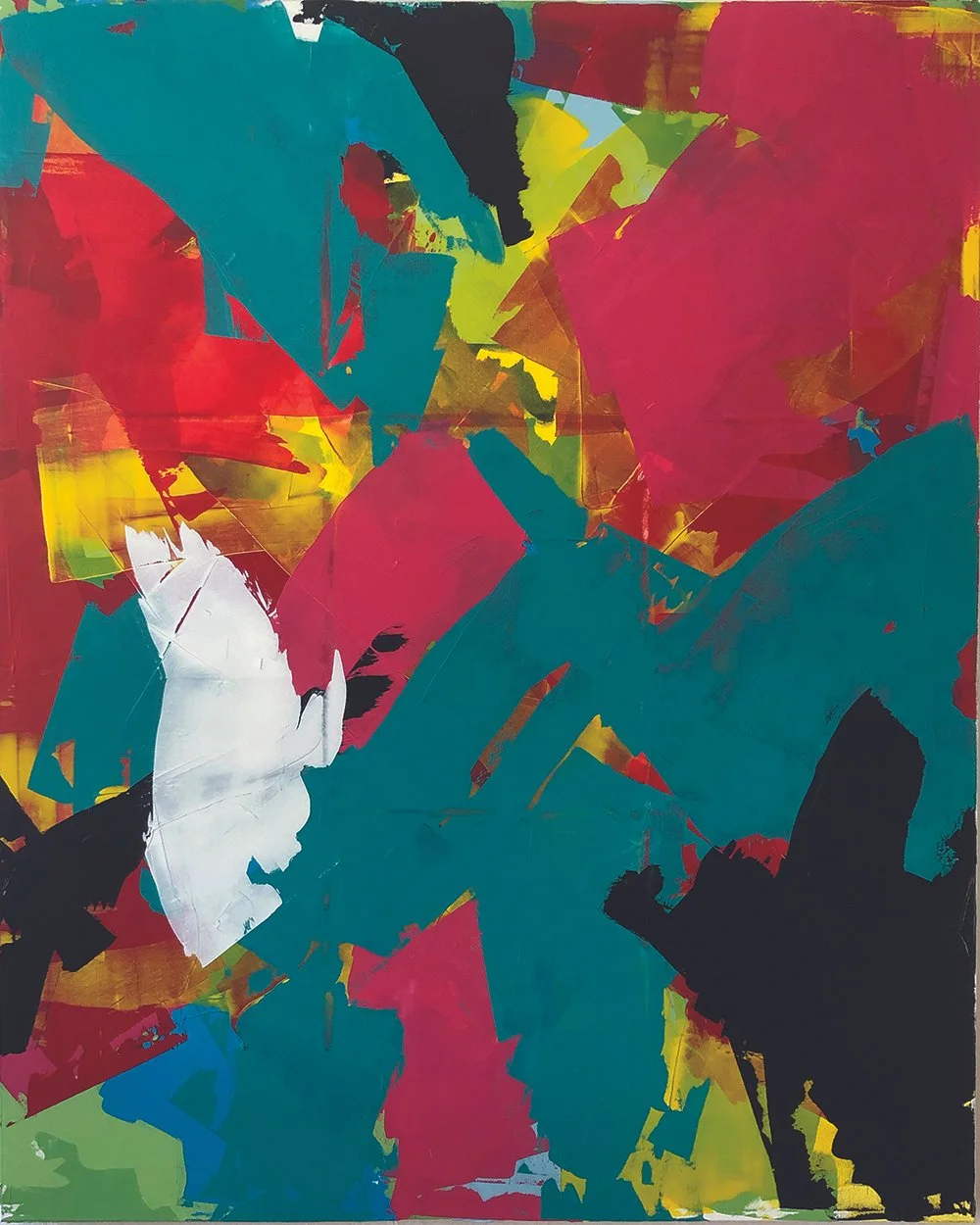 palms. an abstract painting by peter scherrer. 48w x 60h. acrylic on canvas.
