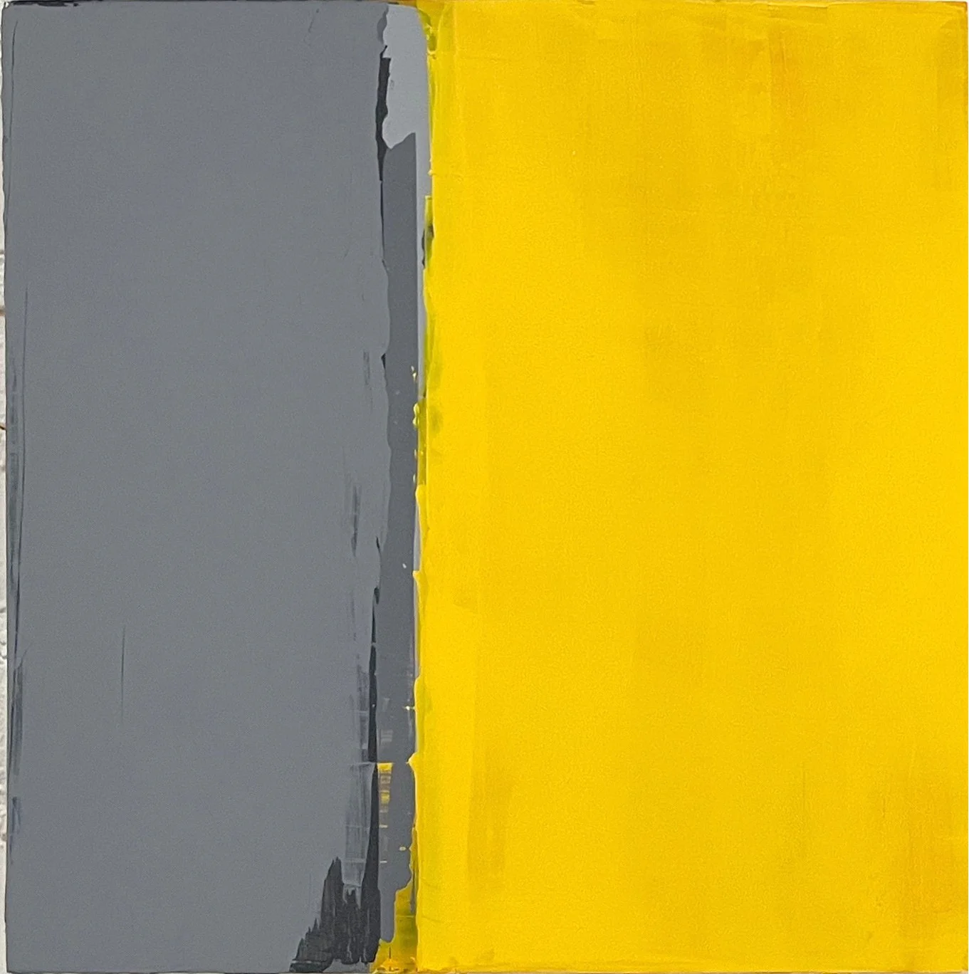 yello. 16w x 16h. an abstract painting by peter scherrer. acrylic on wood.