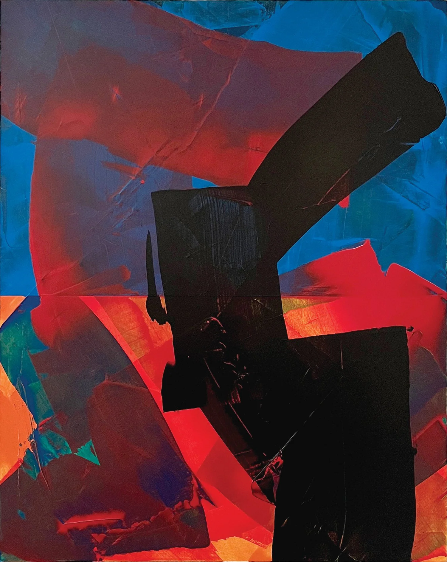 before. 16w x 20h. an abstract painting by peter scherrer. acrylic on wood.