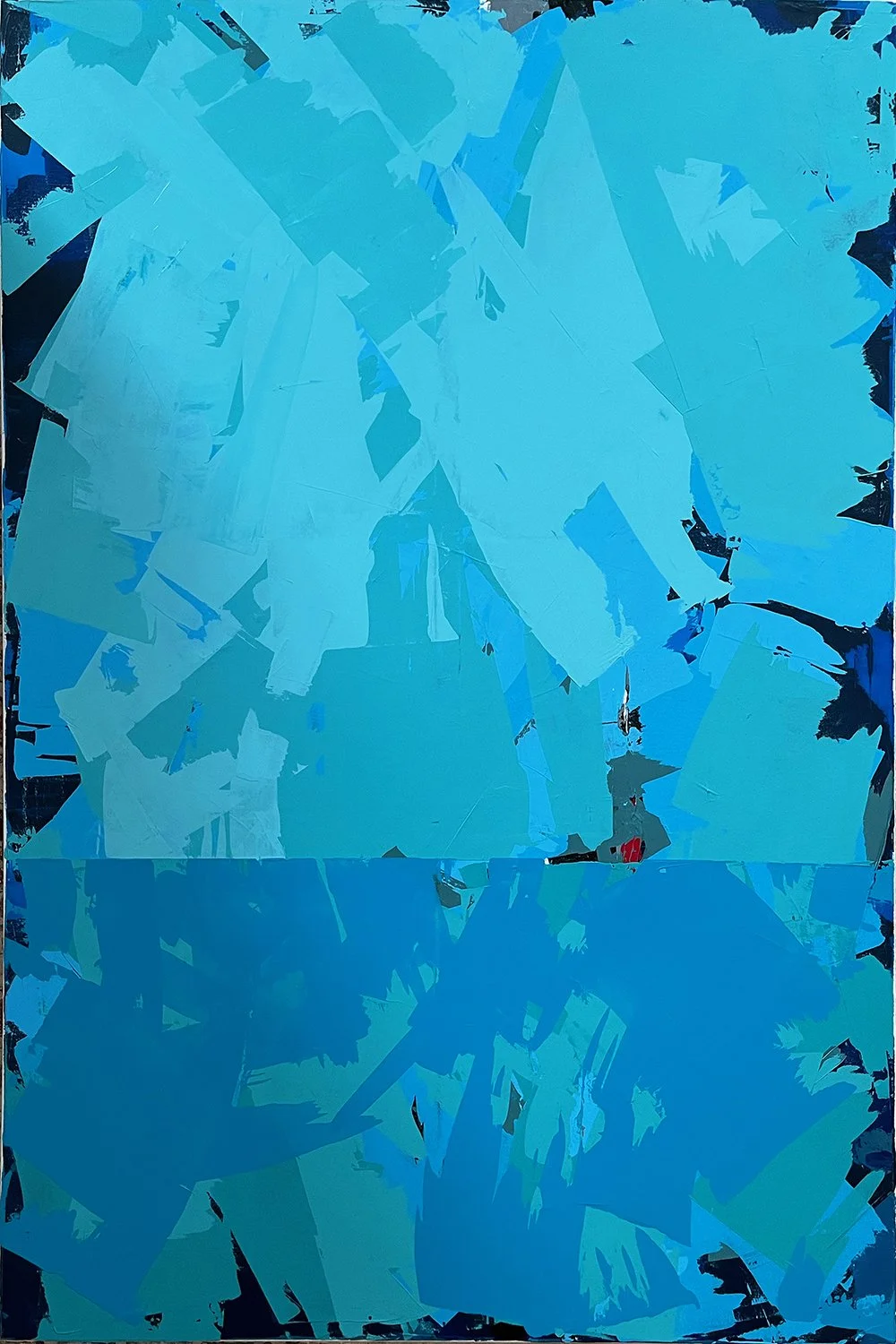 distant. an abstract painting by peter scherrer. 48w x 72h. acrylic on canvas.