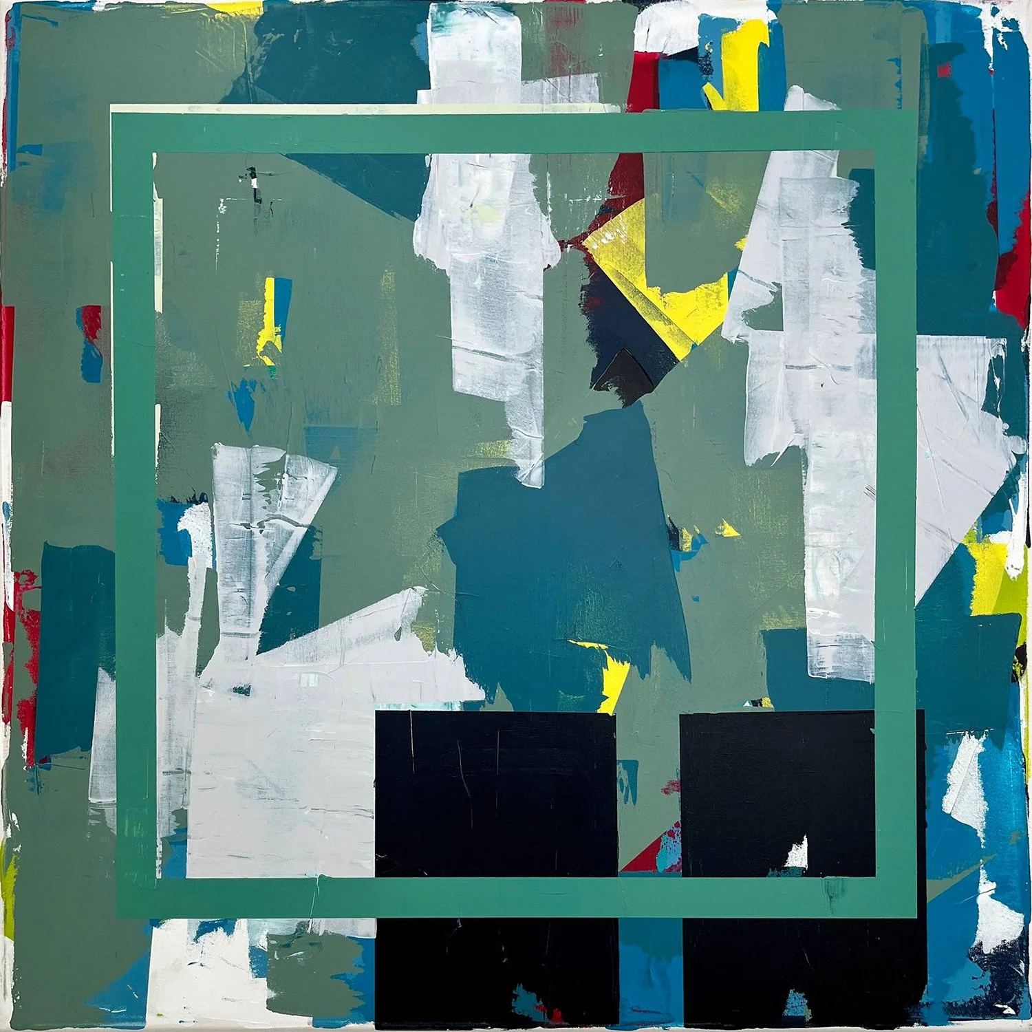 framed 04. an abstract painting by peter scherrer. 36w x36h. acrylic on canvas.