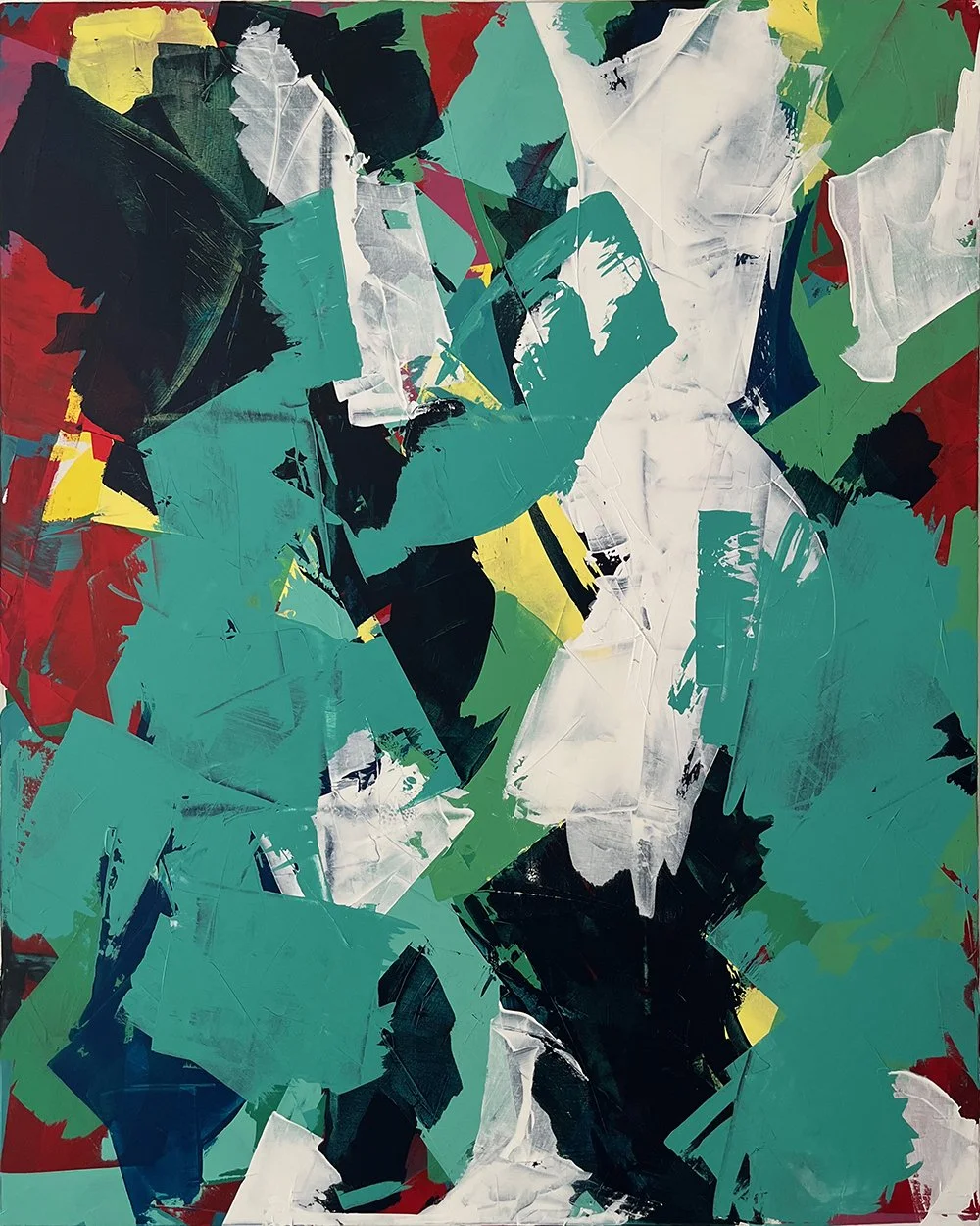 mint. an abstract painting by peter scherrer. 48w x 60h. acrylic on canvas.