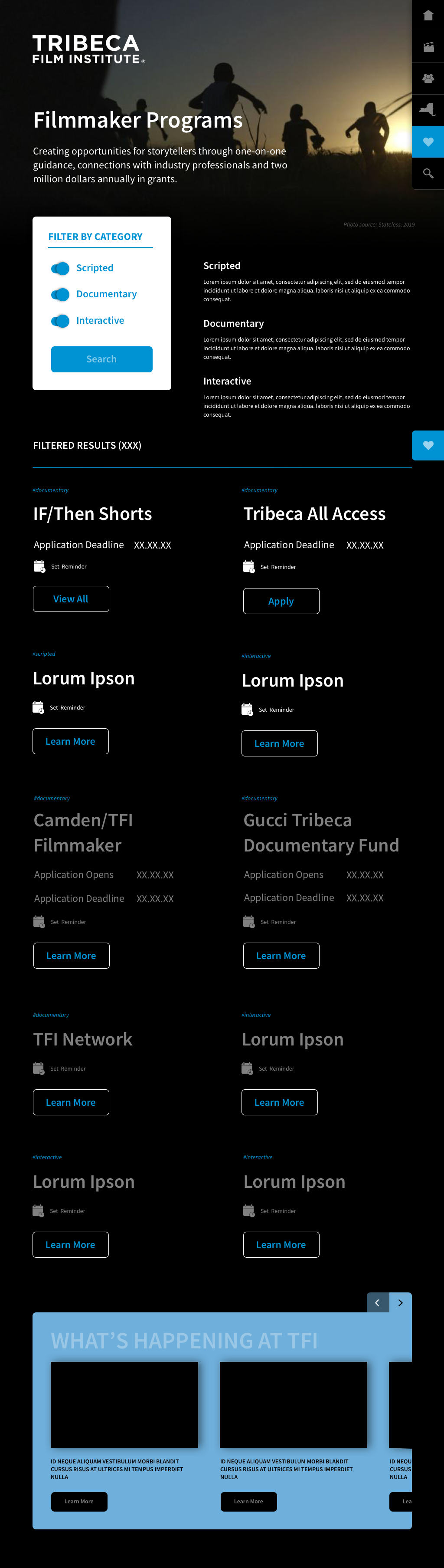Desktop: Filmmaker Programs page