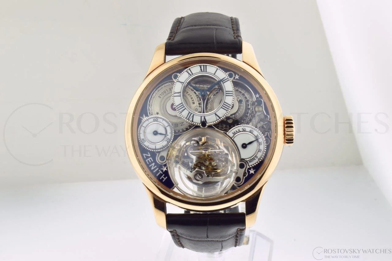 Sold* Zenith Academy Christophe Colomb Hurricane Grand Voyage II in Rose  Gold — Rostovsky Watches