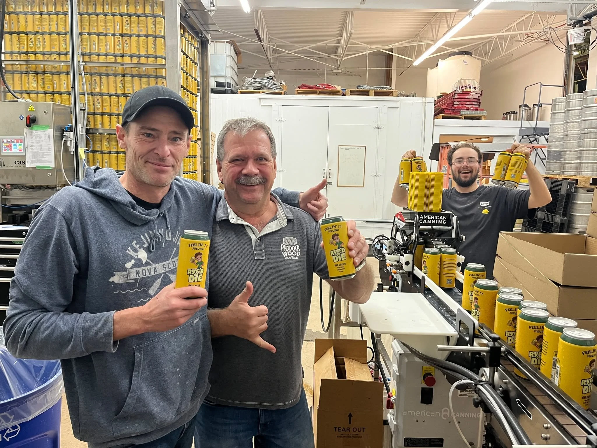 All hands on deck on the canning line. Finally, a restock on Rye'd or Die after being sold out. Keep a look out on new releases we have coming your way this winter!