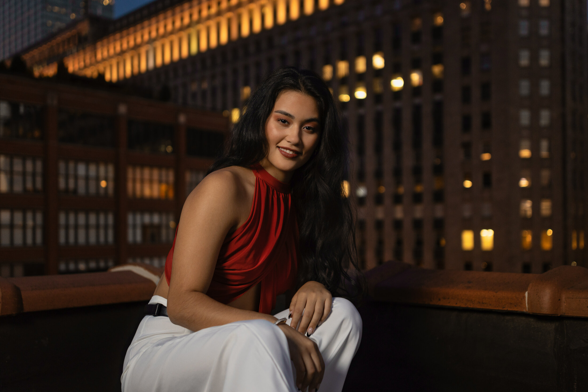 Chicago Senior Pictures Photography City Skyline at Night