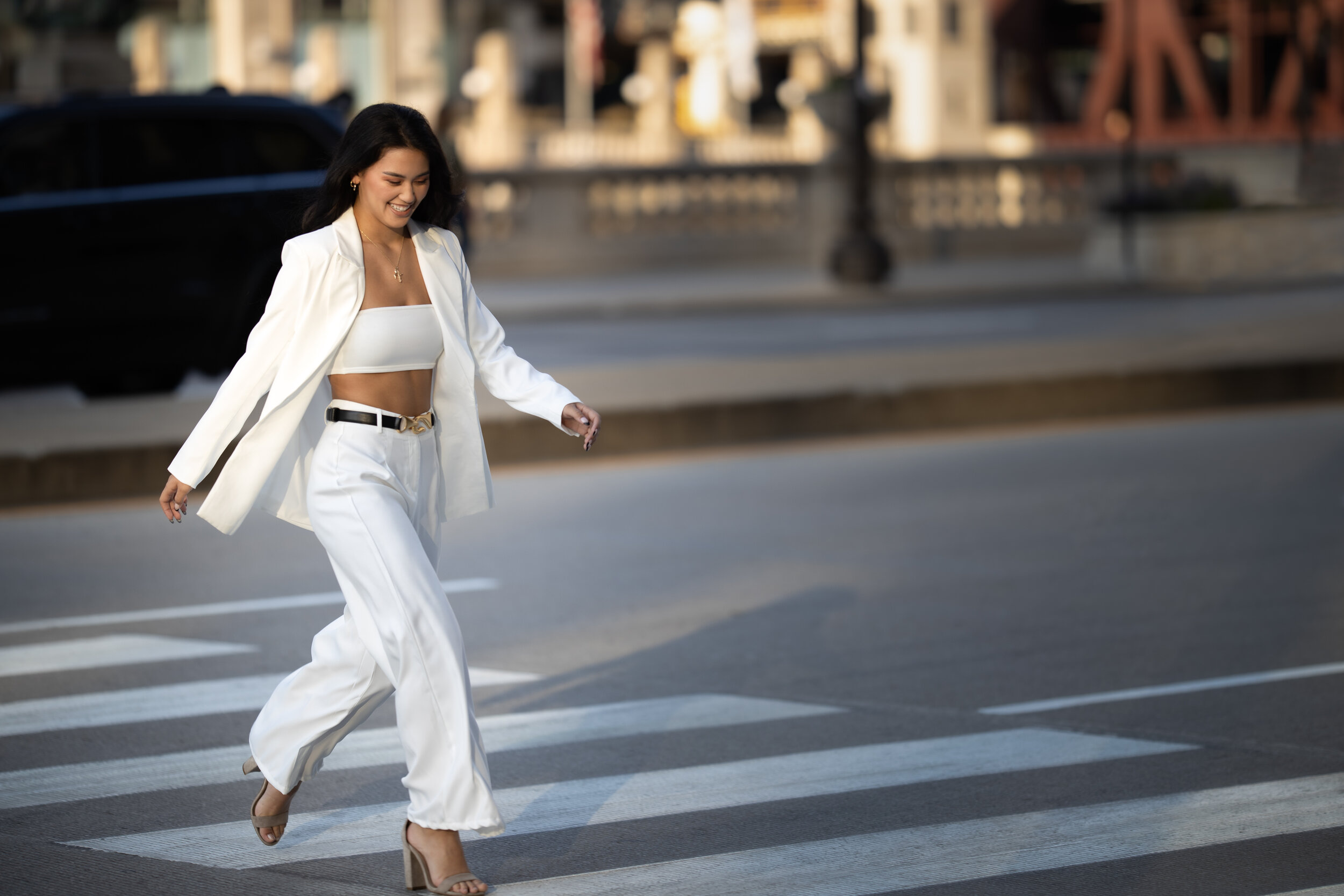 Chicago Senior Pictures Photography Wacker Crosswalk