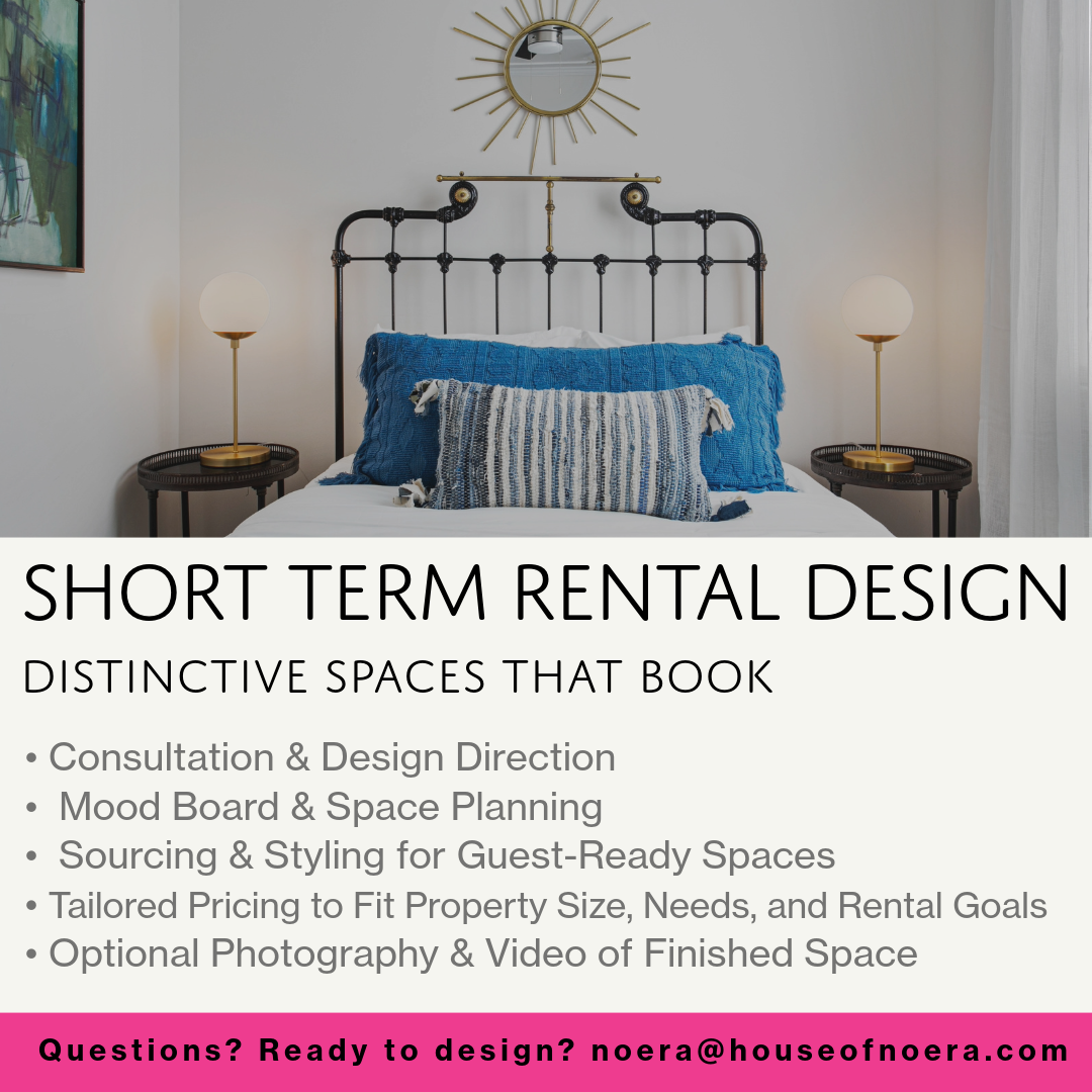 Interior design and styling for short-term rental properties, focused on creating distinctive, inviting spaces designed to photograph well, attract guests, and stand out in a competitive market.