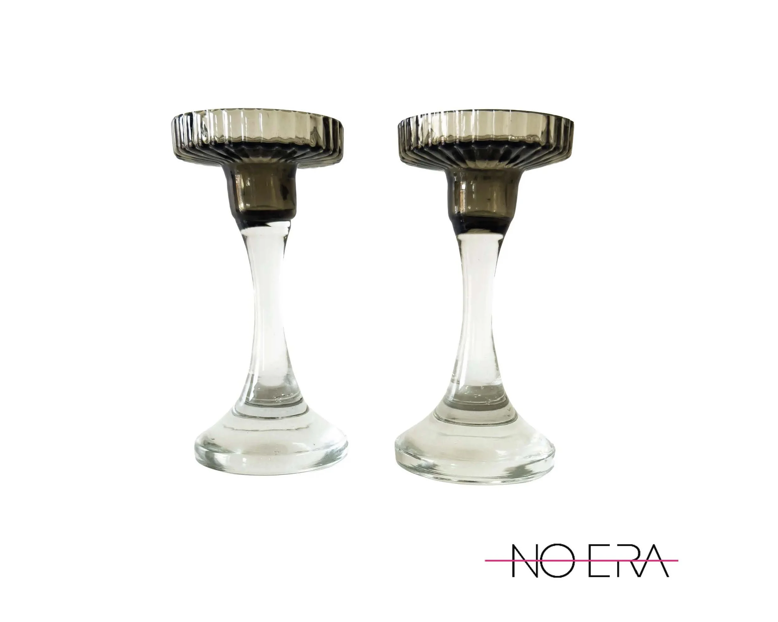 Pair of Early 20th Century Art Deco Glass Candlestick Holders