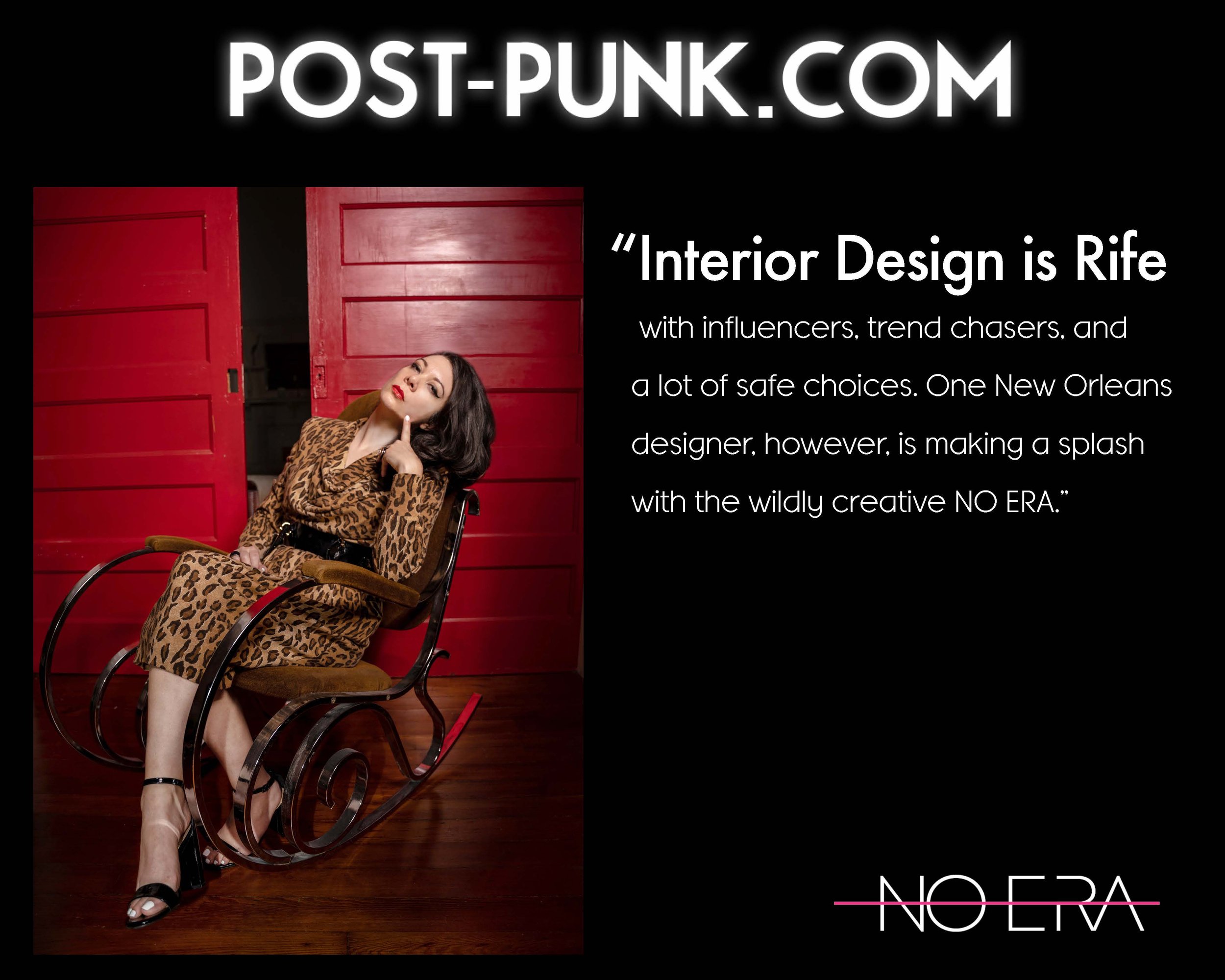 House of No Era founder Carly Sioux featured in PostPunk.com in an article connecting No Era's wildly creative interior design with no wave music, alongside the release of an archived song by Wild Bore.
