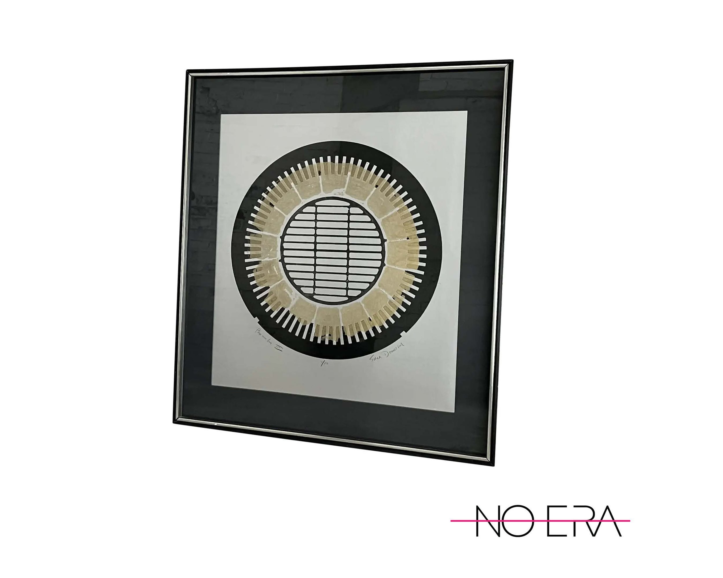 1970s Seena Donneson , Black, Gold & Silver Mixed-Media Art.