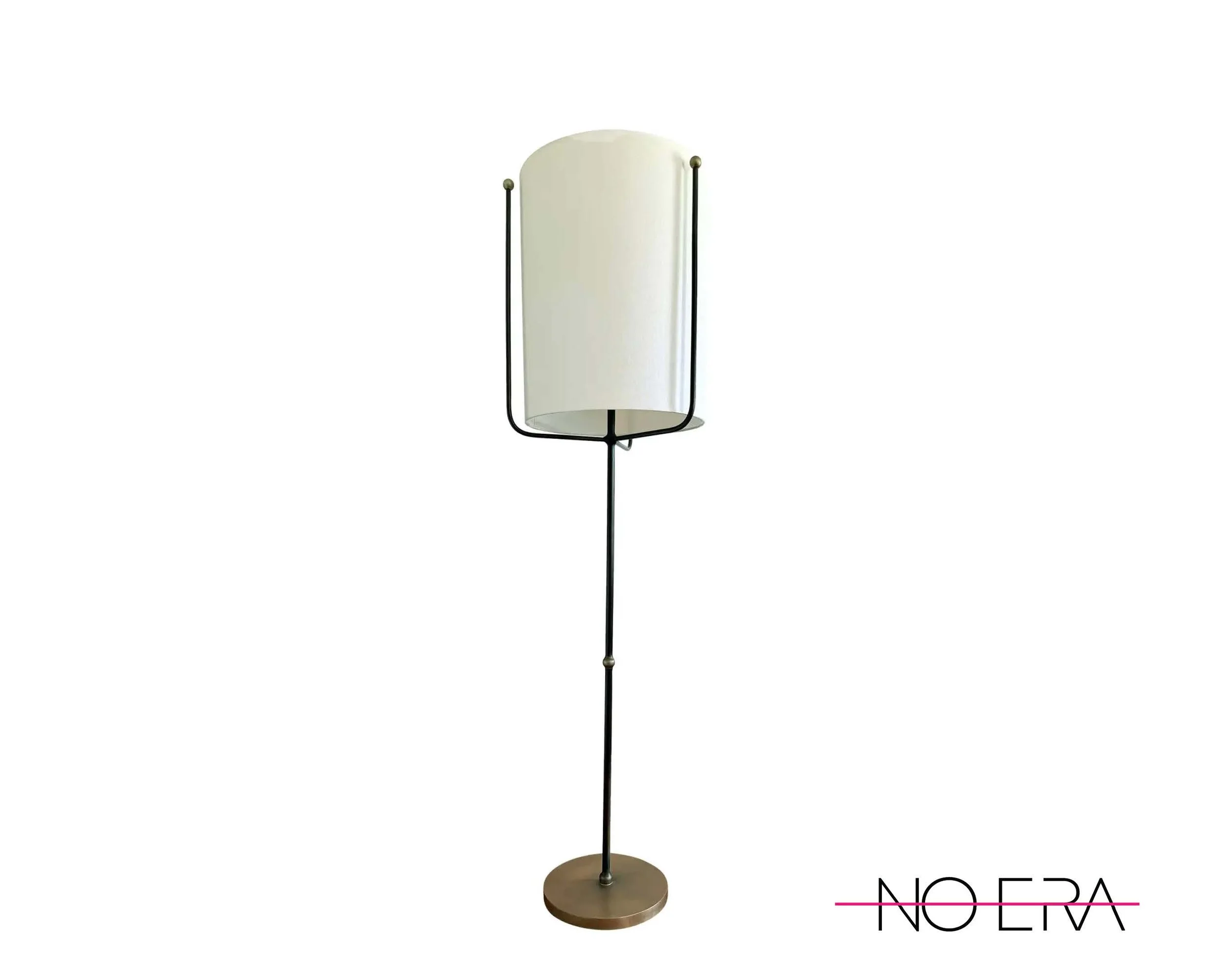 Contemporary Arteriors Boise Floor Lamp Bronze Iron Antique Brass With Drum Shade