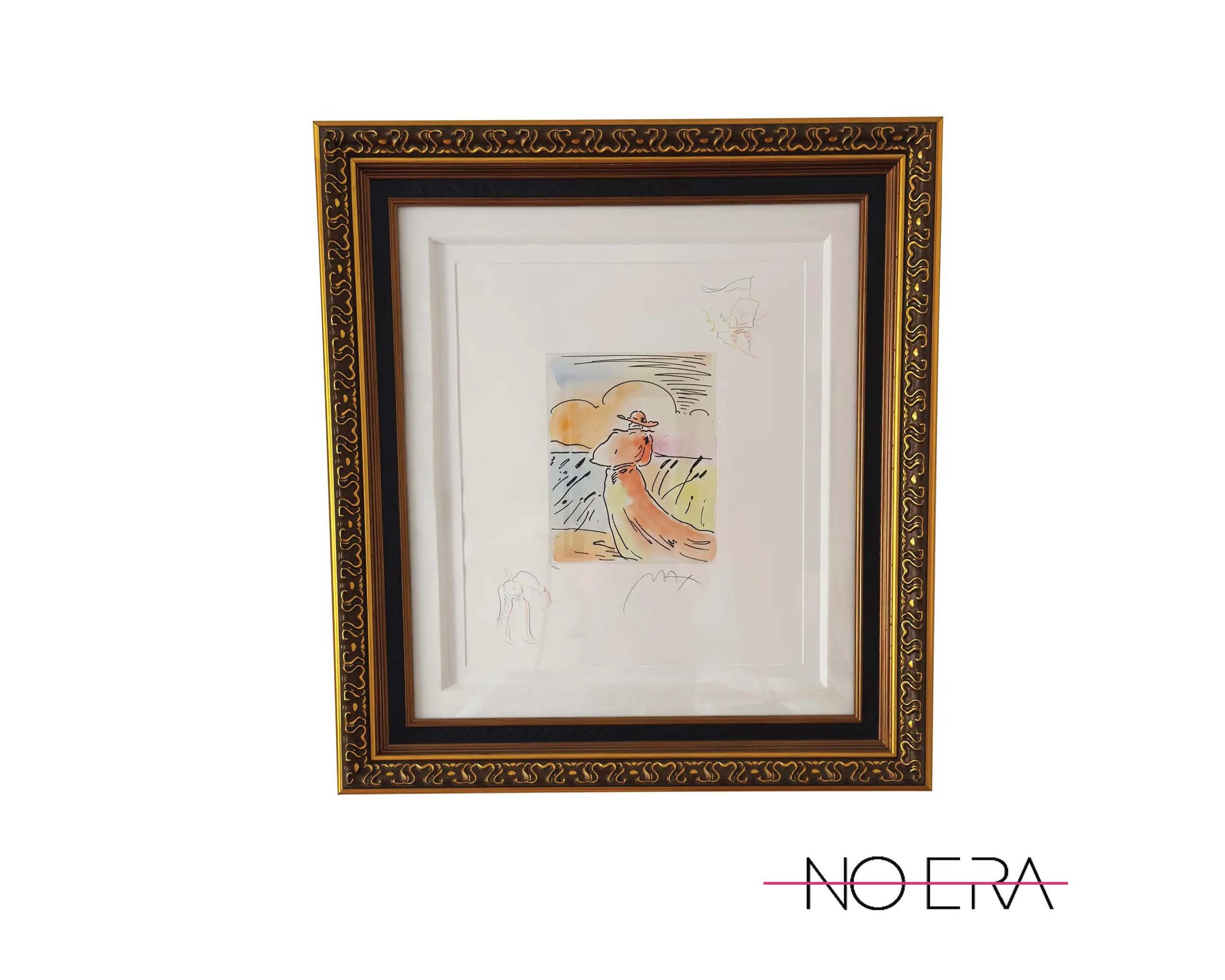 Late 20th Century Peter Max, Walking With Reeds (Angel/Boat), Hand-Colored Framed Etching, Signed With Remarques