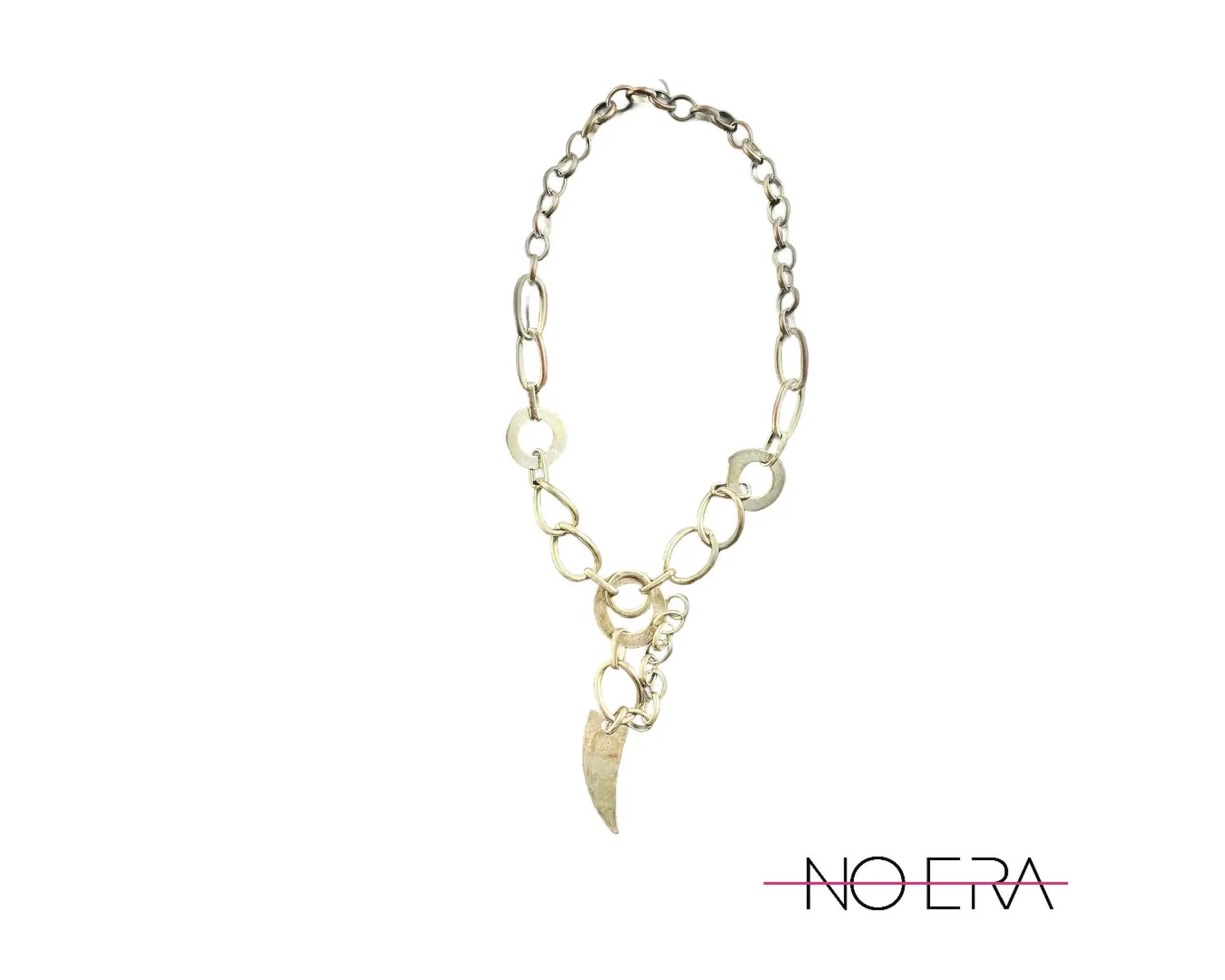 1970s Industrial Chain Necklace With Claw Pendant