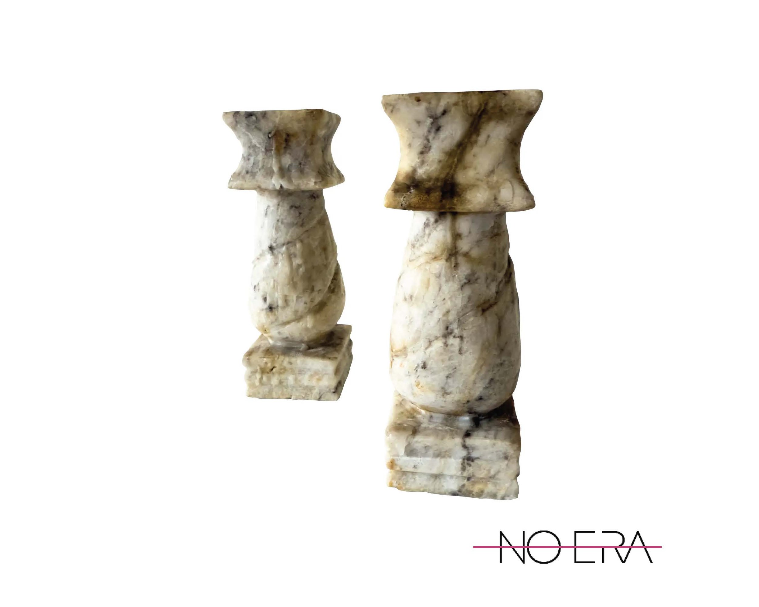 Pair of Vintage Mid-Century Modern Marble Candlestick Holders