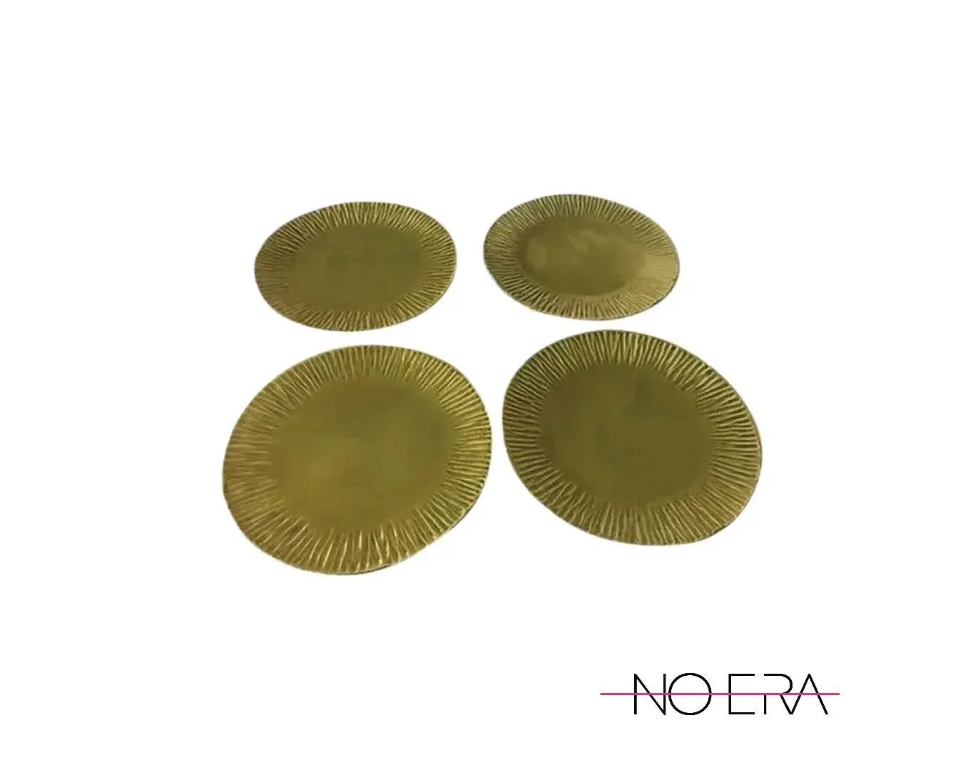 Vintage Chartreuse Italian Hand-Painted Dining Plates- Set of 4