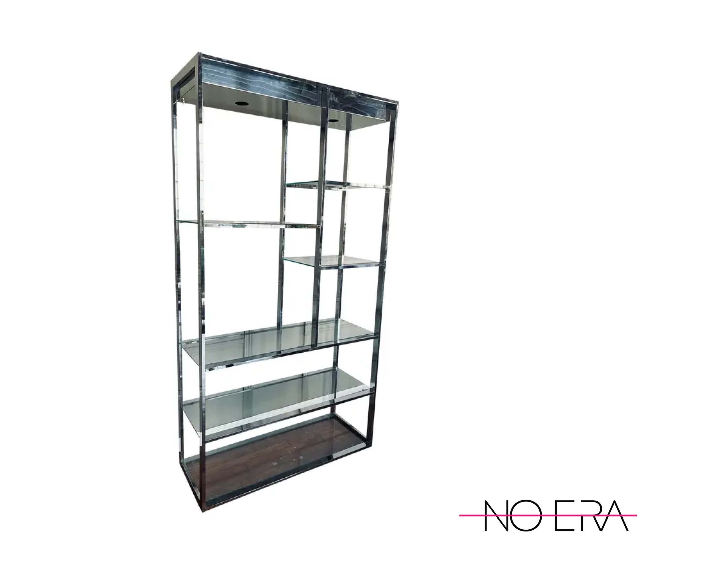 1970s Milo Baughman Style Chrome Etagere