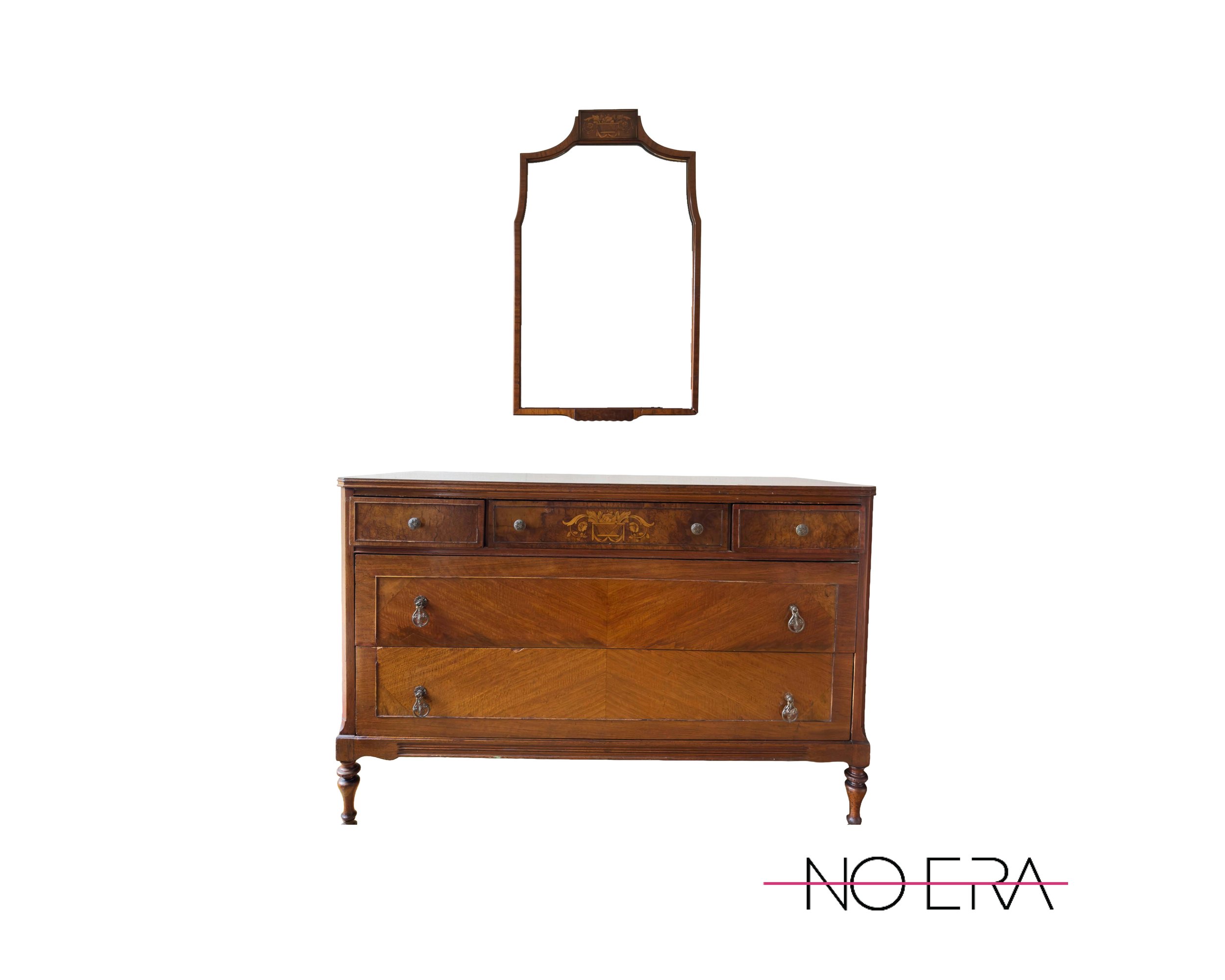 Late 19th Century Federal / Sheraton Style Lowboy Chest of Drawers With Mirror