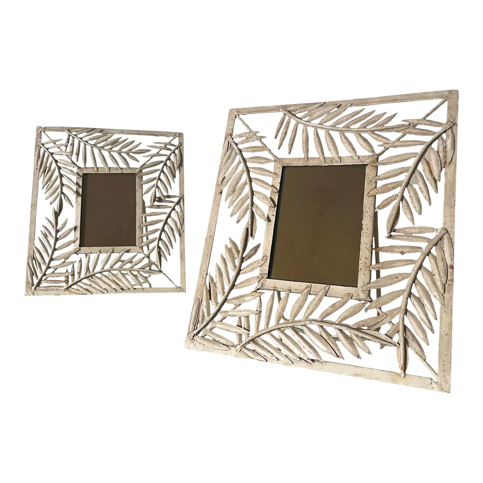 Pair of Vintage Metal Hollywood Regency Leaf Picture Frames