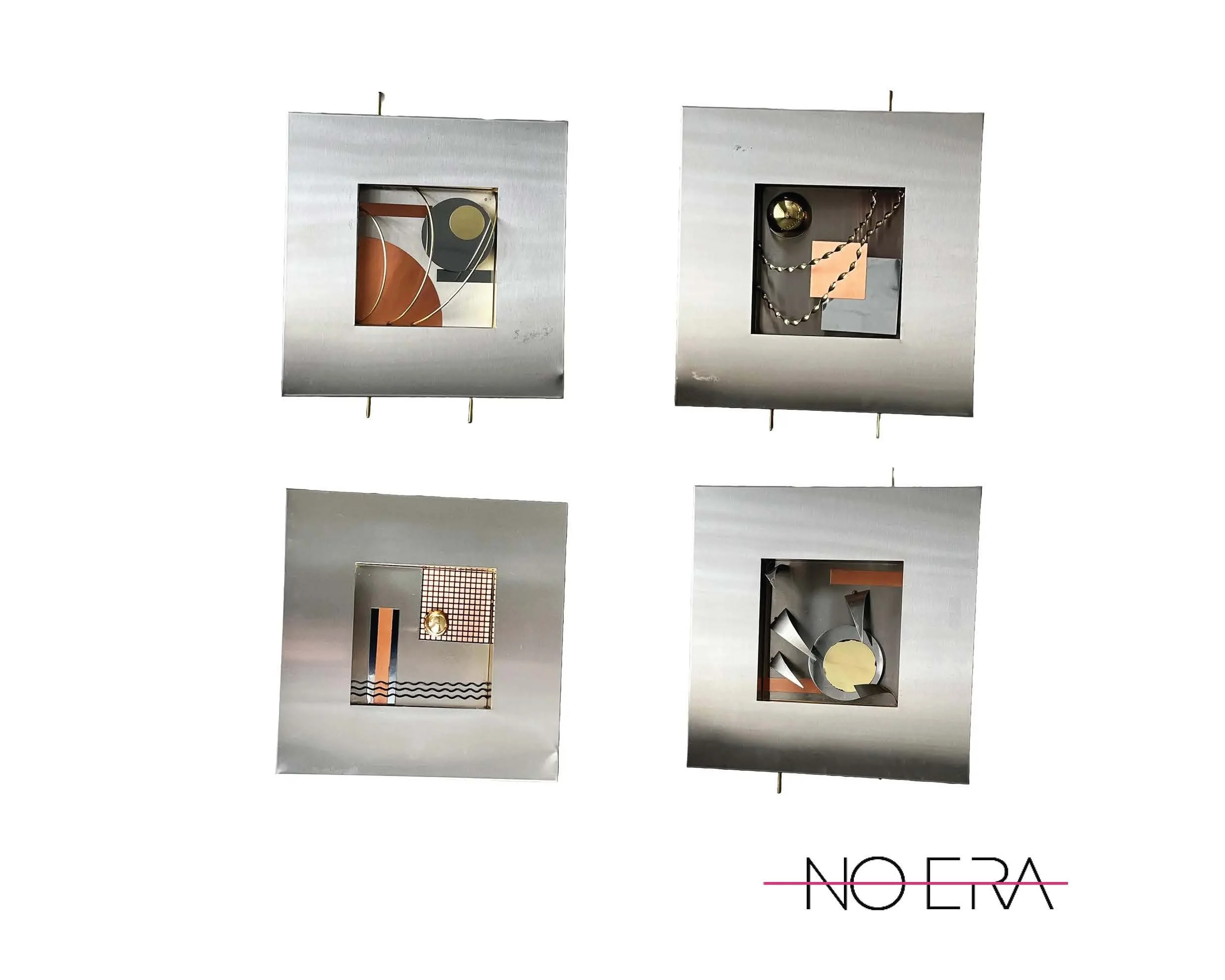 1990s Brutalist Mixed Metal Wall Sculptures Attributed to Curtis Jere 