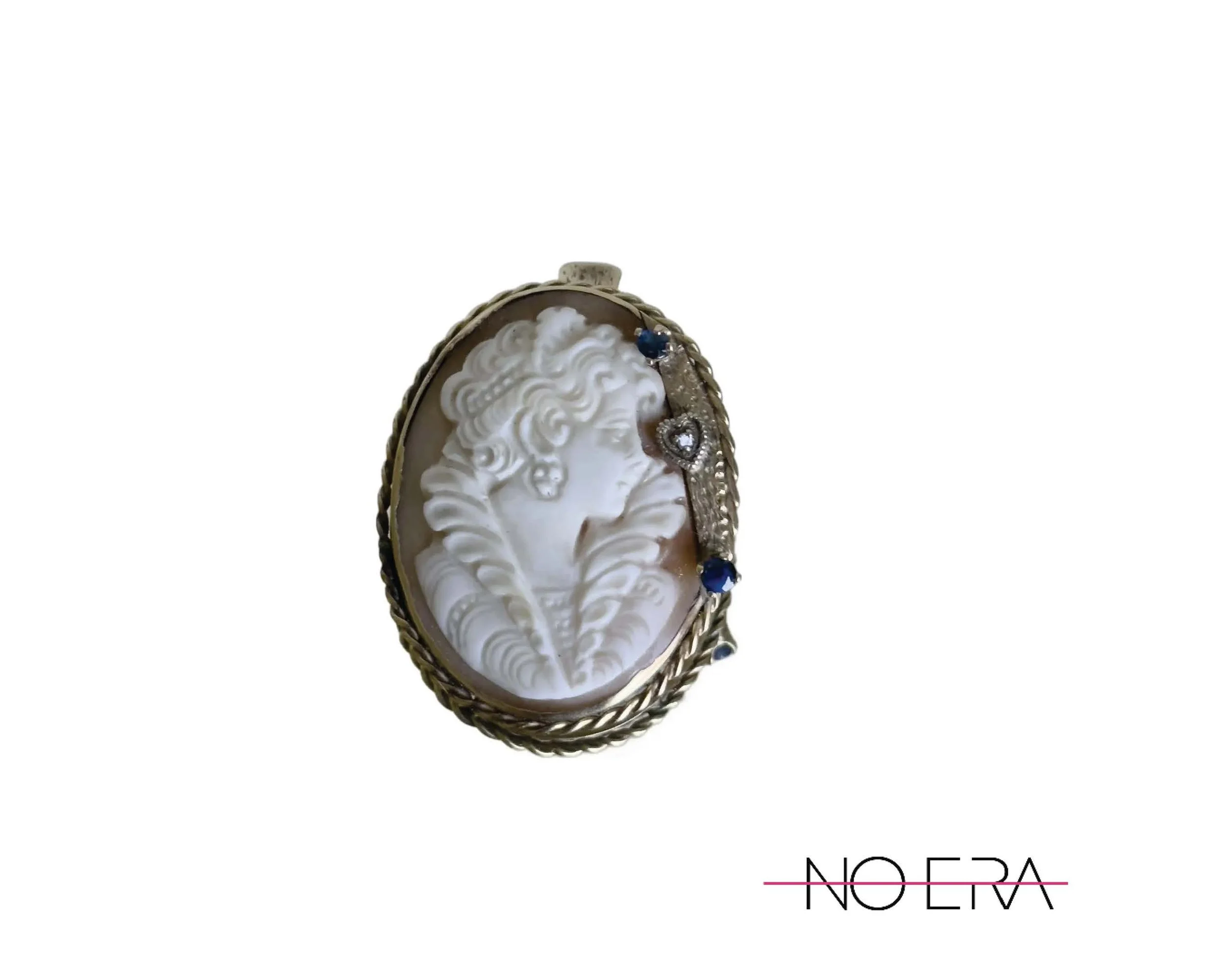 1940s 14k Gold Edwardian Style Shell Cameo Habillé Convertible Brooch Pendant