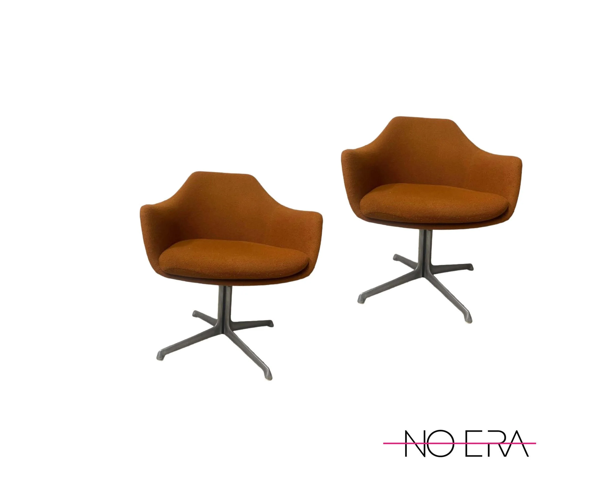 Vintage, Mid Century Modern Vecta Group Swivel Chairs in Burnt Orange