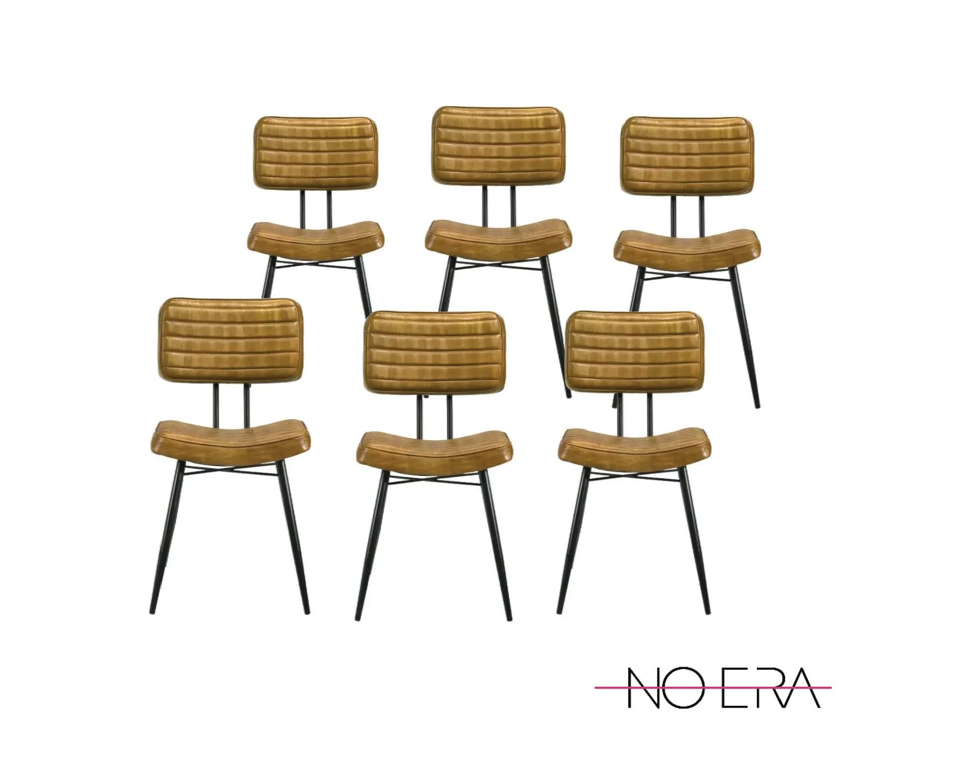 Mid-Century Modern Inpired Industiral Dining Chairs in Camel