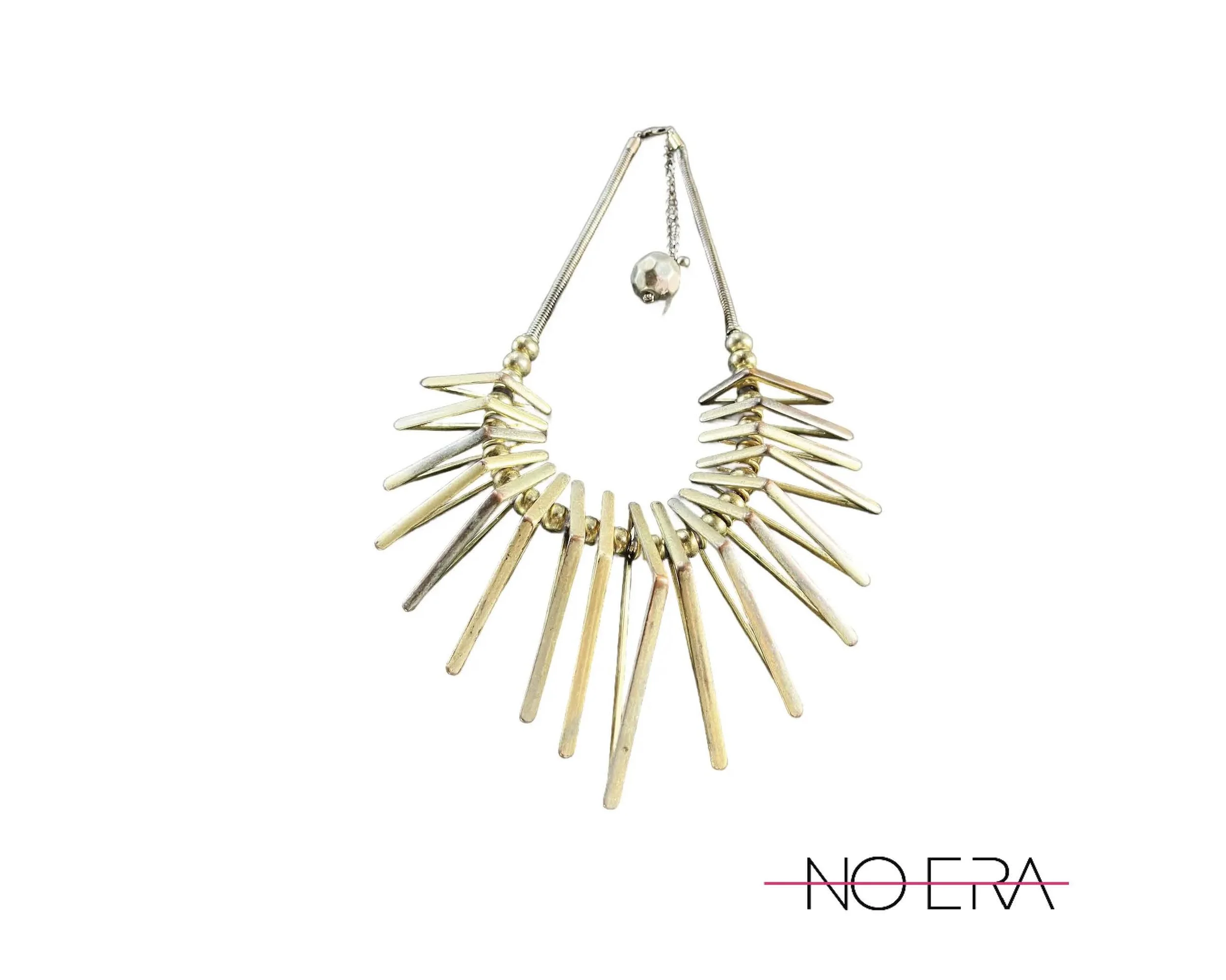 Italian Brutalist Brass Spike Necklace