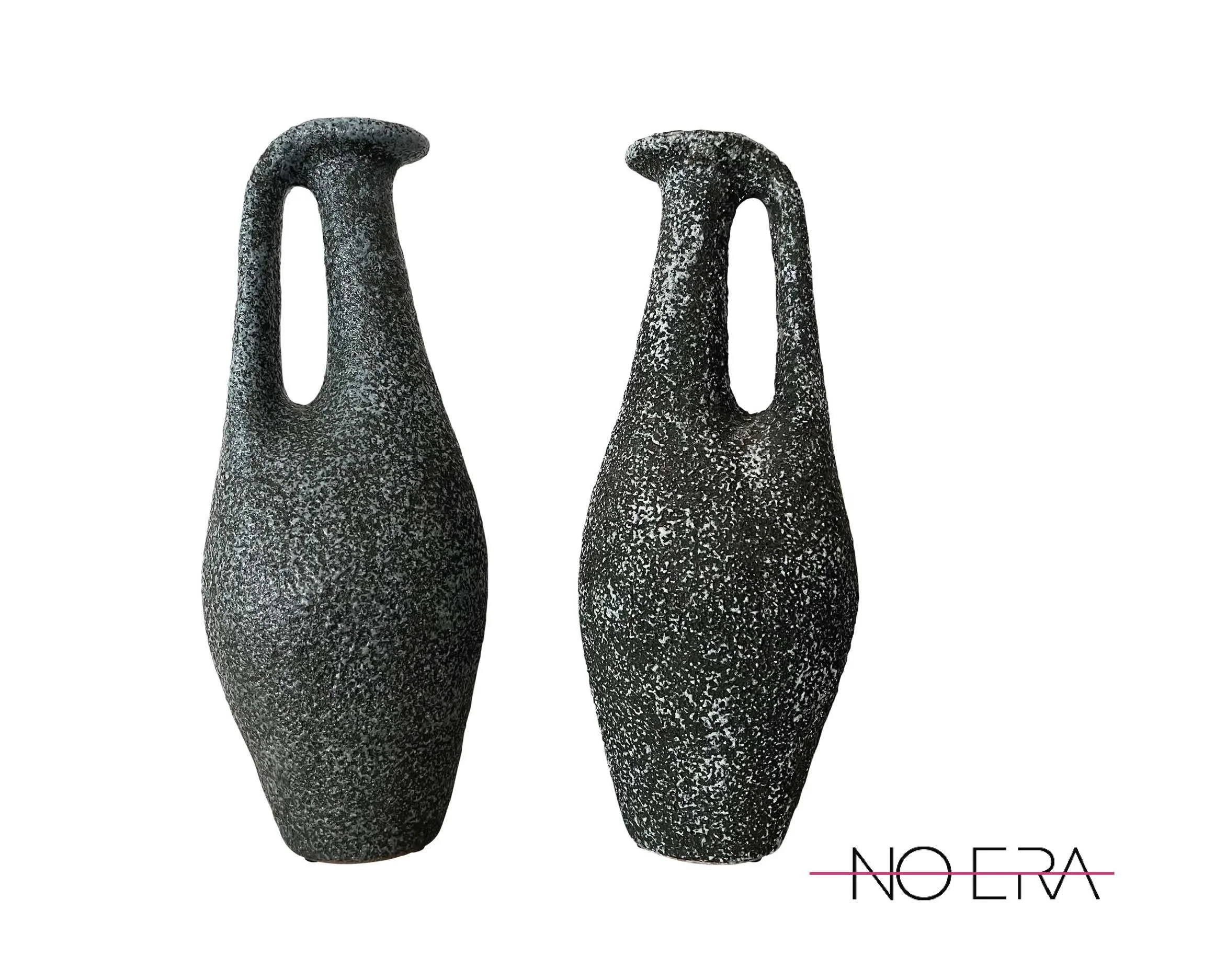 1950s Pair of Fat Lava Ceramic Urns by Margot Csizmadia