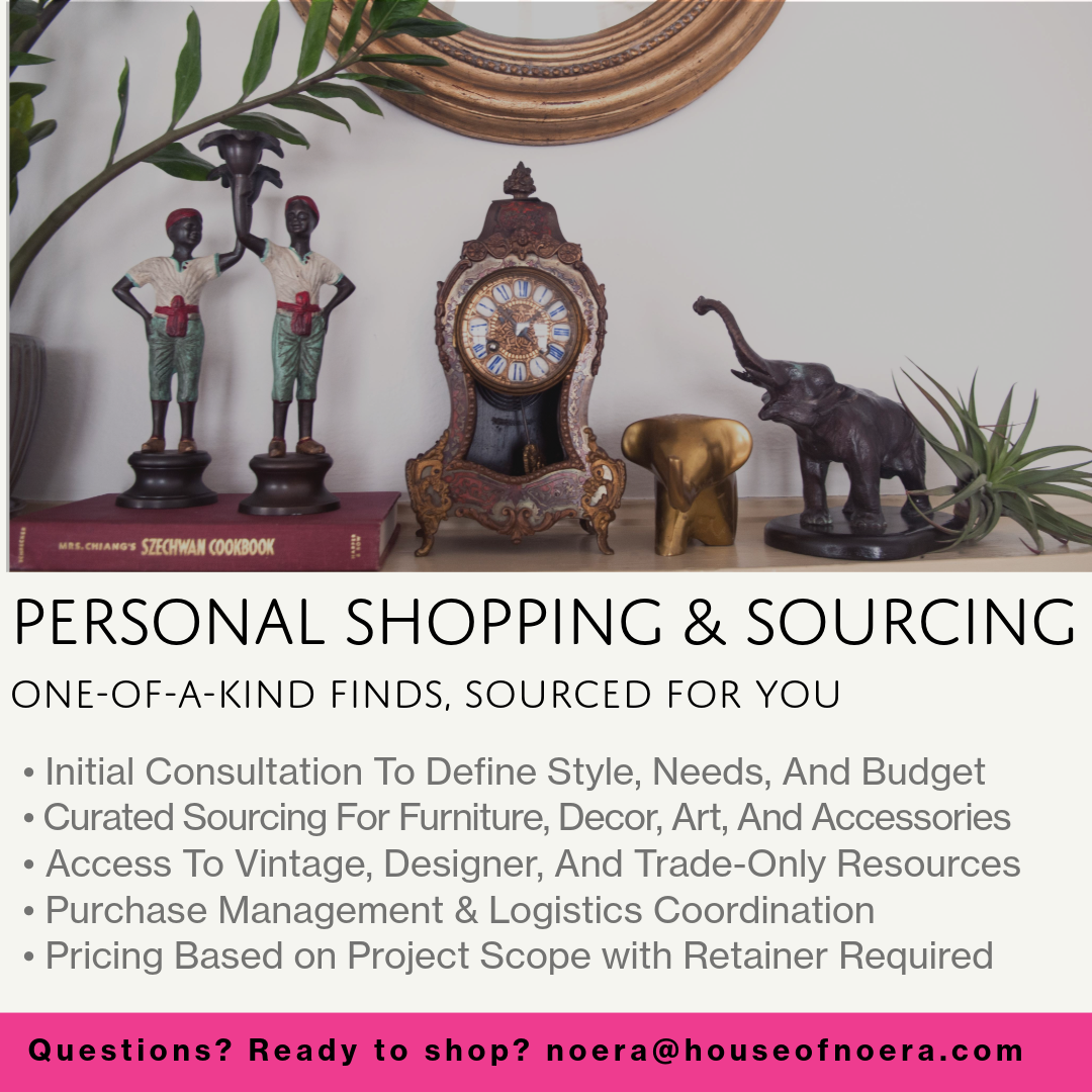 Personalized sourcing of vintage furniture, art, jewelry, lighting, and collectible objects for residential and commercial projects, with a focus on unusual, one-of-a-kind, and design-driven pieces.