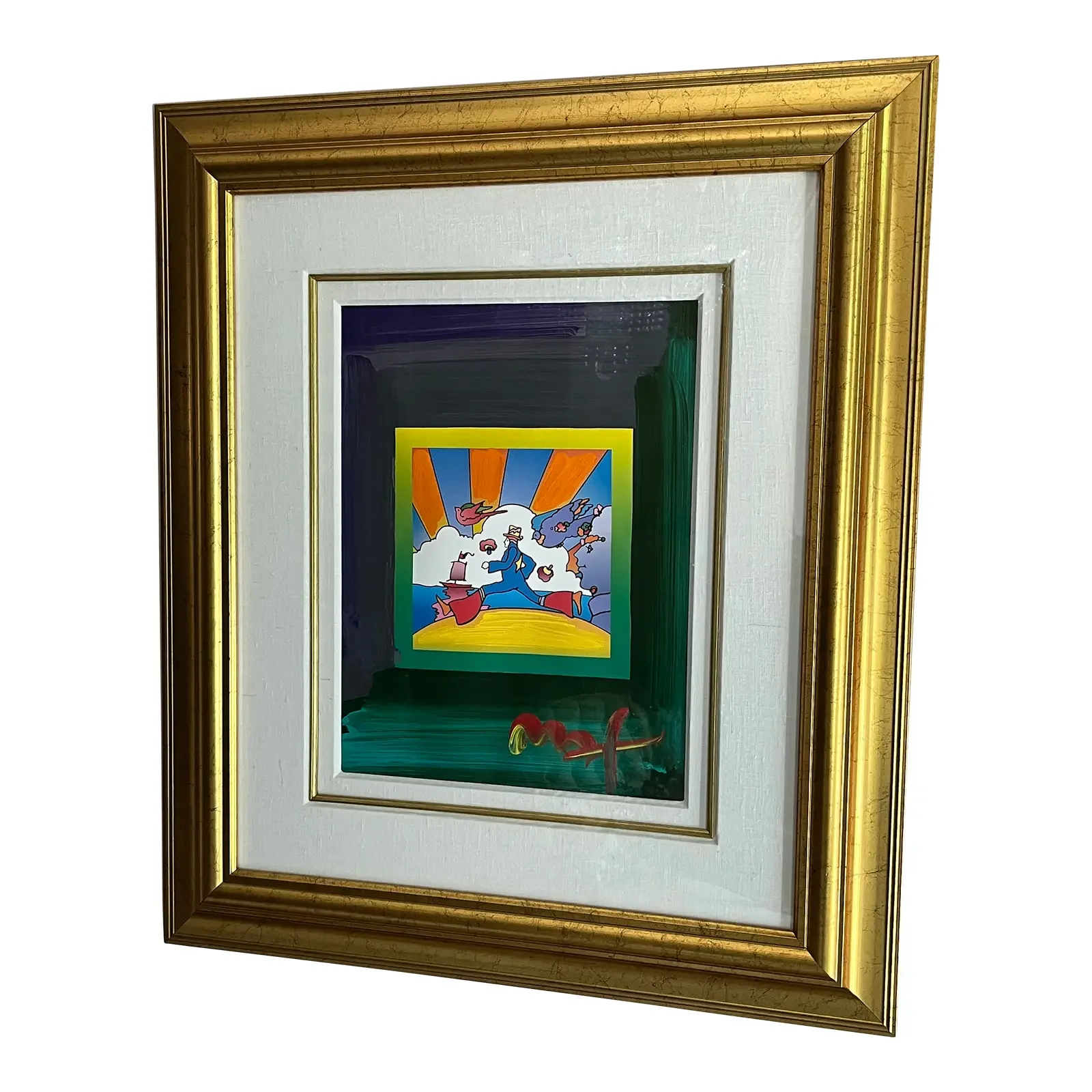 Peter Max “Cosmic Runner on Blends” Hand-Signed Hand-Embellished Mixed Media Pop Art Print