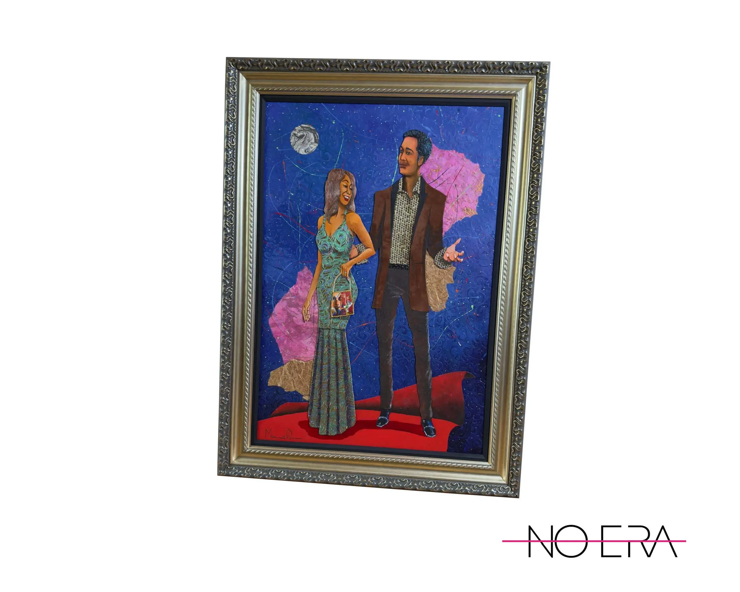 Contemporary Glynn Marcus “Nite the Carpet Was Red” 56th Grammy Awards Series Mixed Media Painting on Board Signed